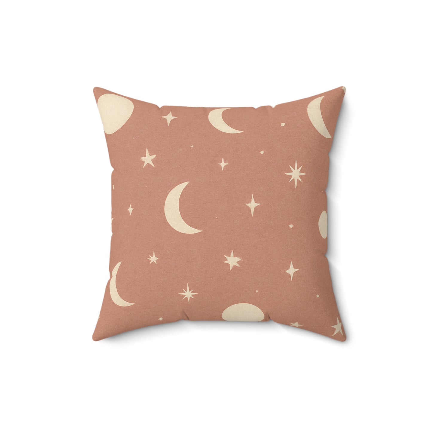 Blush Moon & Stars Throw Pillow - Celestial Boho Decorative Cushion with Double-Sided Print