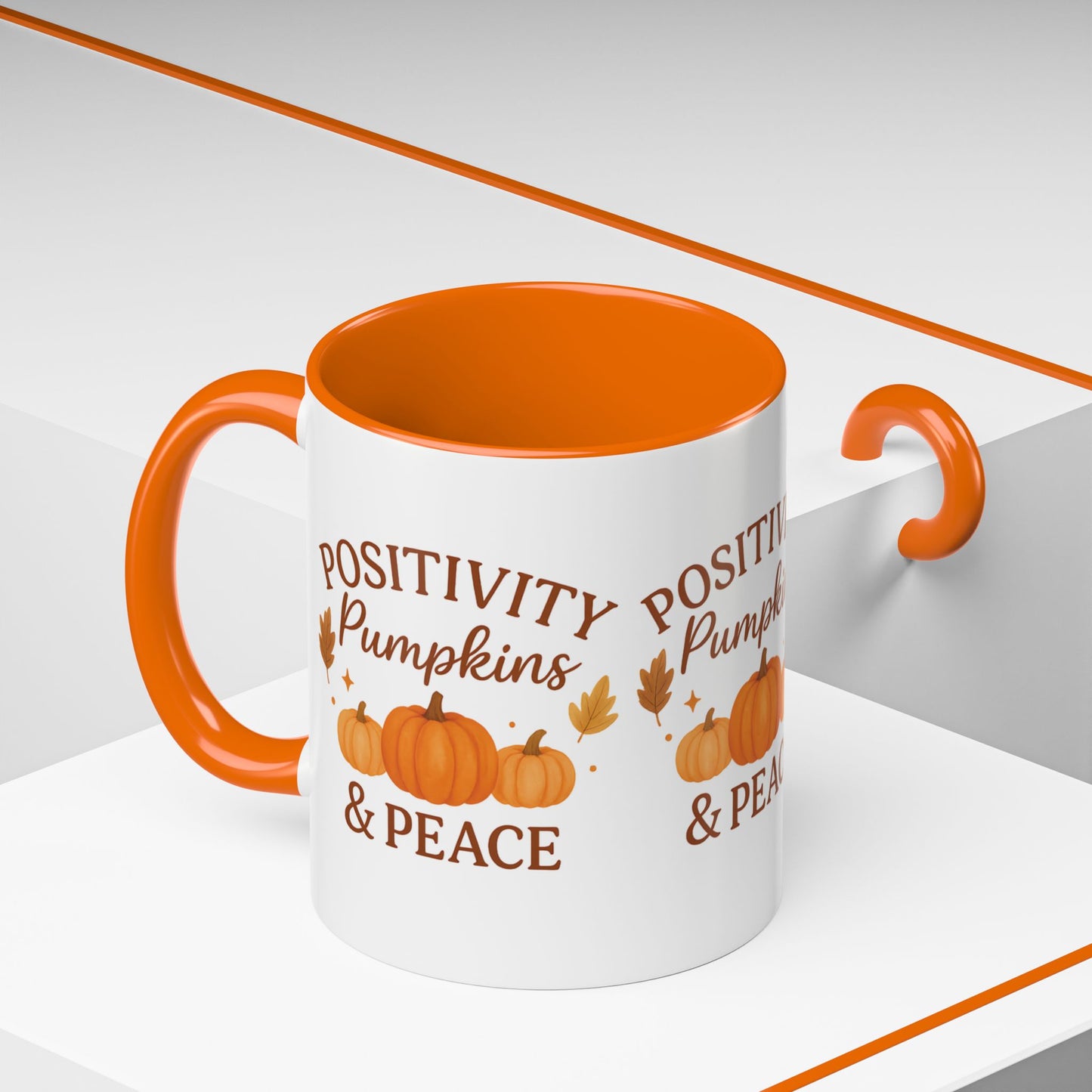 Positivity, Pumpkins & Peace Fall Mug – Autumn Coffee Cup in 11oz or 15oz | Microwave & Dishwasher Safe