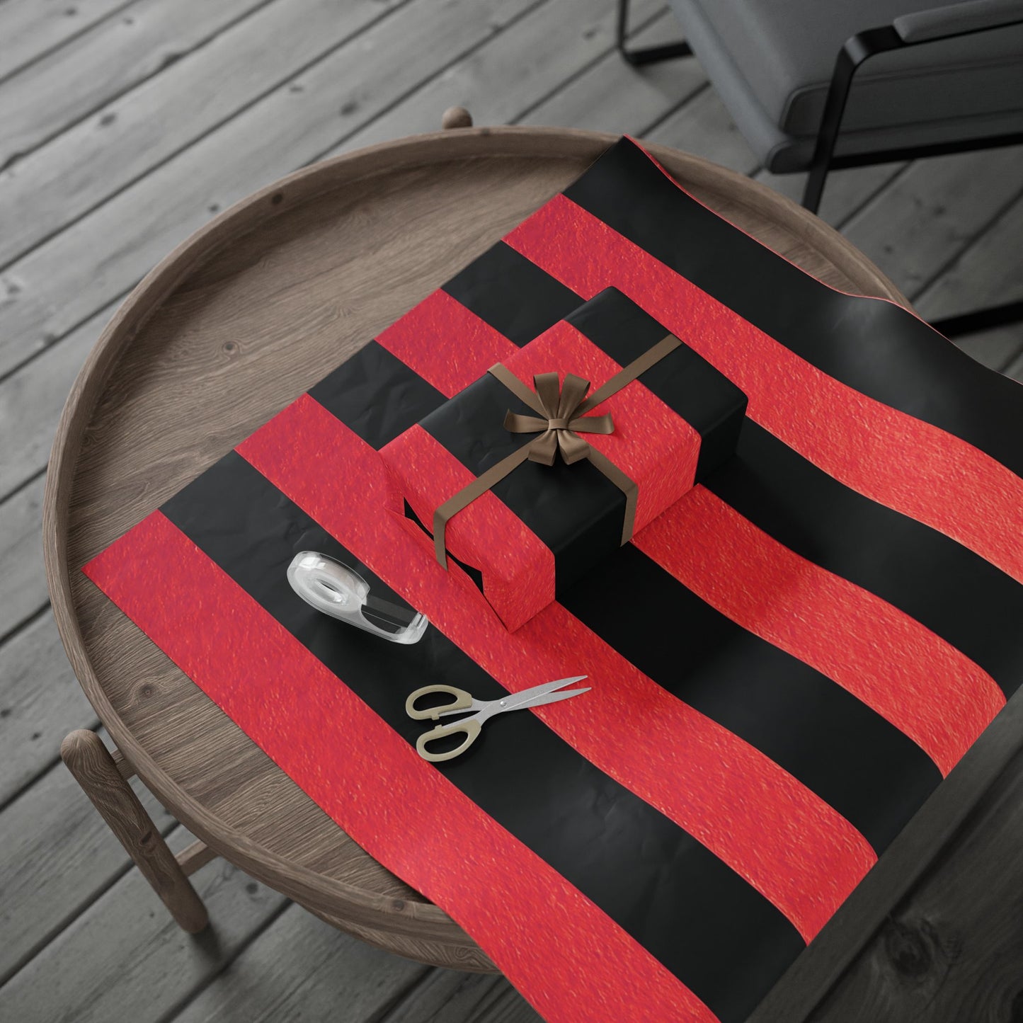 Black and Red Striped Luxury Wrapping Paper – Glossy or Matte Finish, Durable 90gsm
