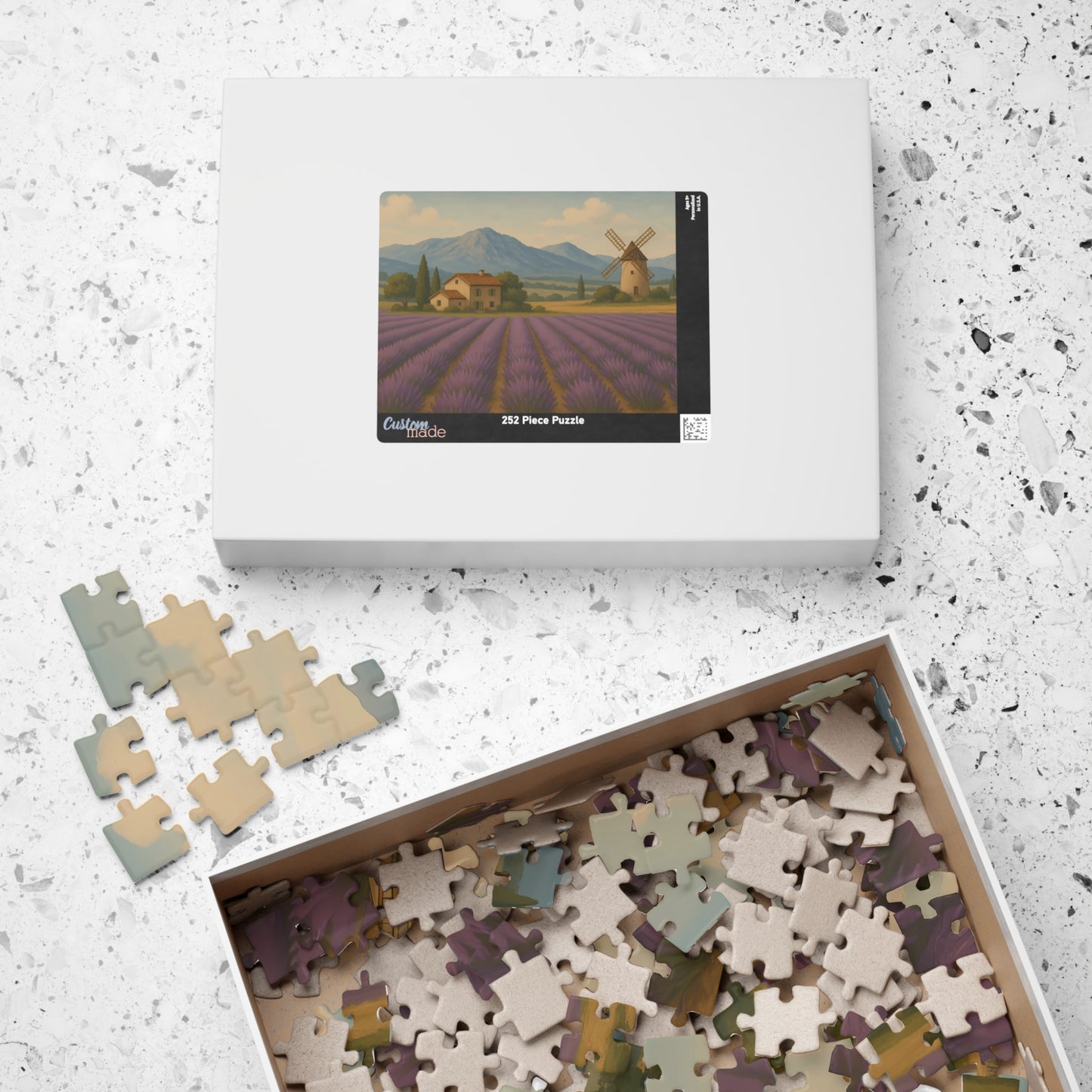 Lavender Fields & Windmill Jigsaw Puzzle – Countryside Farmhouse Scene