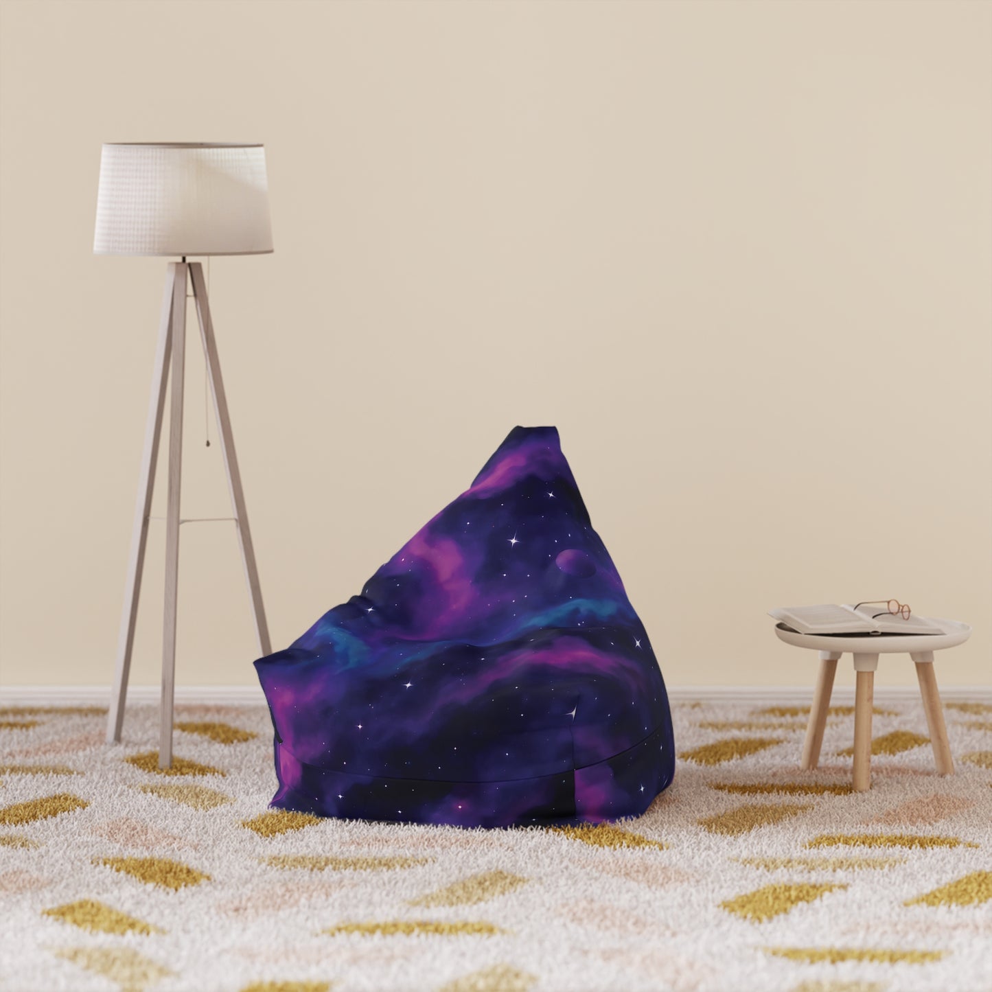 Galaxy Nebula Bean Bag Chair – Purple & Blue Cosmic Space Print