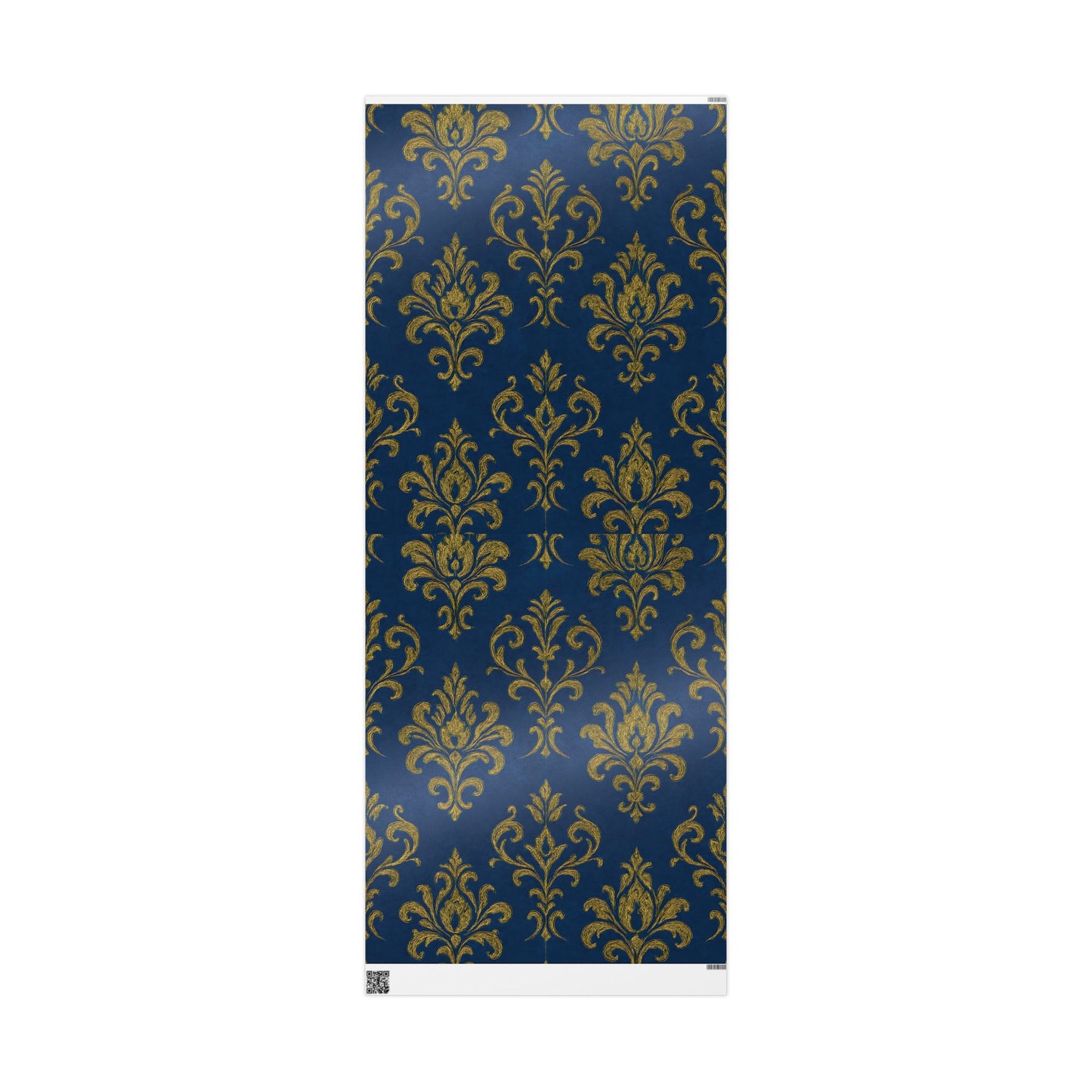 Royal Blue & Gold Damask Wrapping Paper – Elegant Luxury Gift Wrap in Glossy or Matte Finish