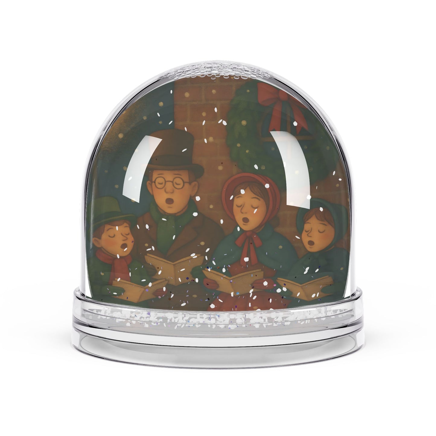 Victorian Carolers Snow Globe – Classic Holiday Scene with Two-Sided Print