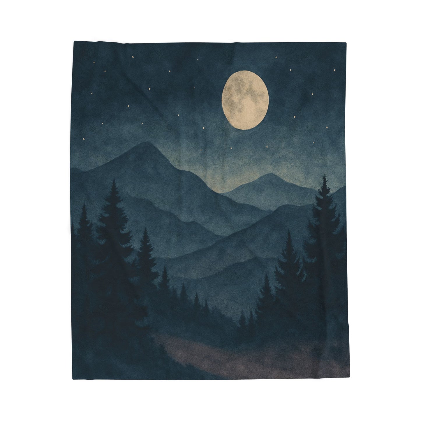 Moonlit Mountain Forest Velveteen Plush Blanket