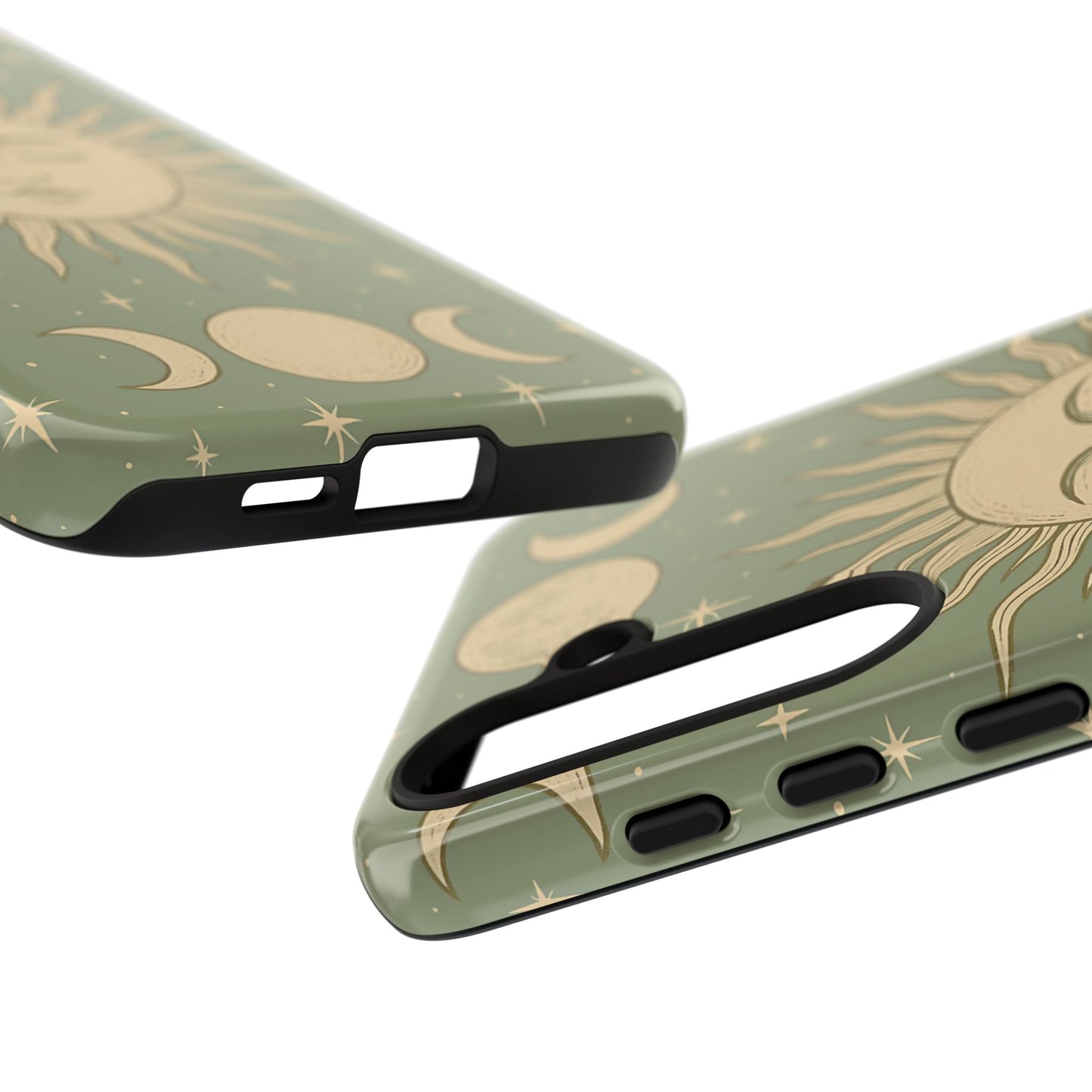 Boho Sun and Moon Phone Case – Protective Aesthetic Case with Wireless Charging Compatibility