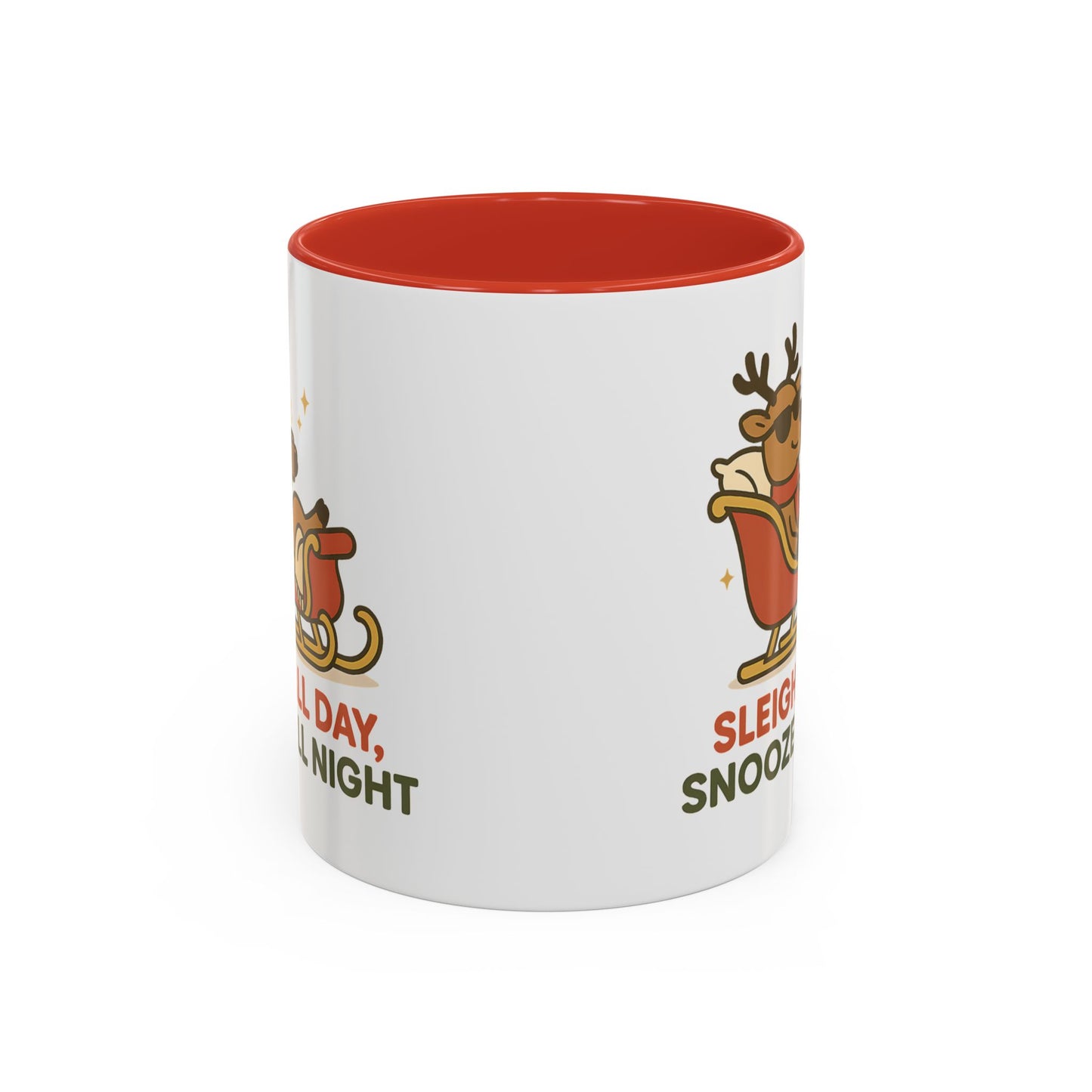 Sleigh All Day Snooze All Night Christmas Mug – Cozy Reindeer Holiday Coffee Cup, 11oz & 15oz Ceramic