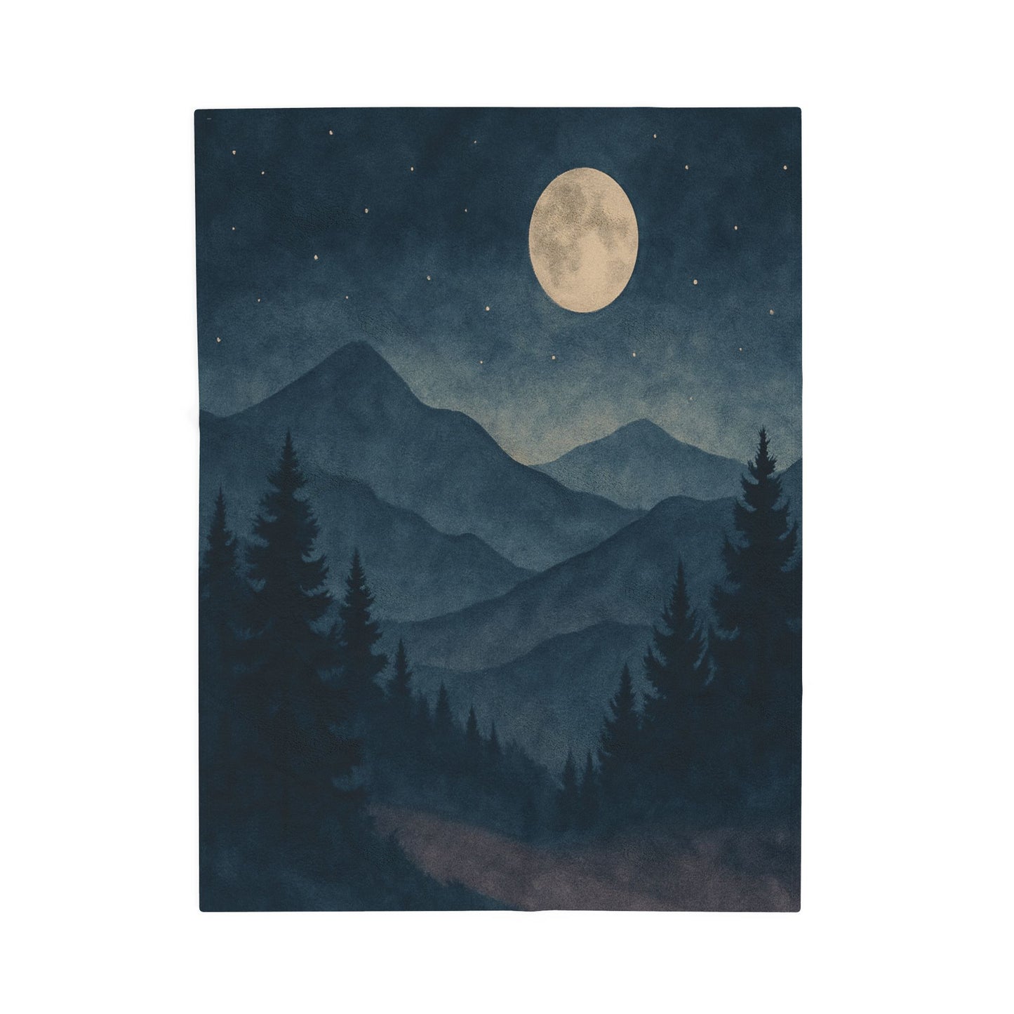 Moonlit Mountain Forest Velveteen Plush Blanket