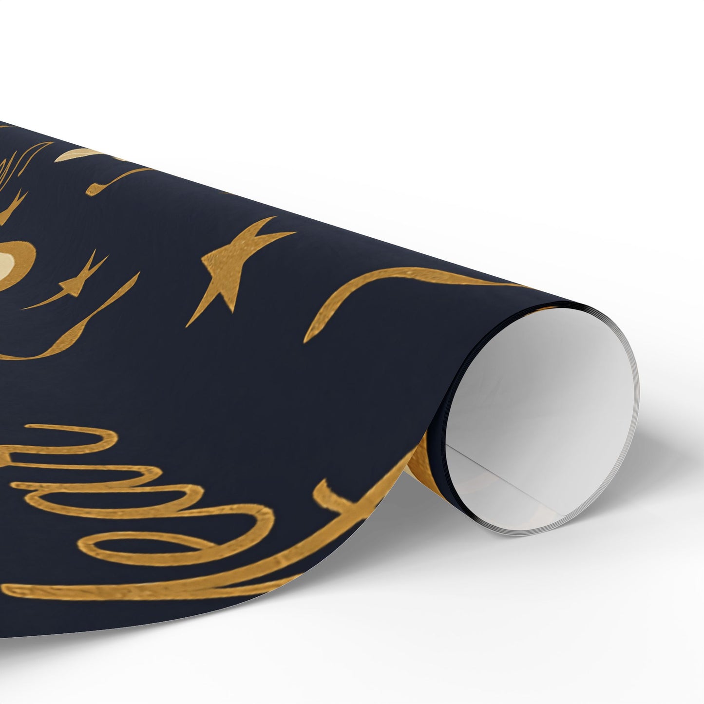 Midnight Celebration New Year Wrapping Paper – Clocks, Champagne & Confetti on Navy