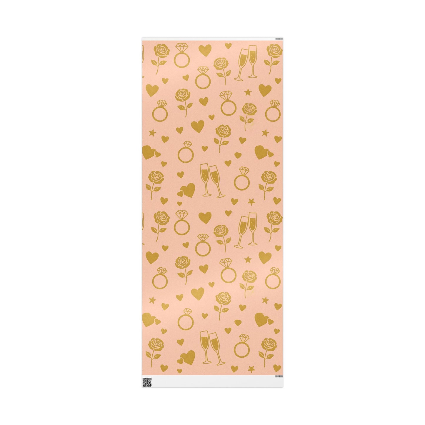 Romantic Celebration Wrapping Paper – Rings, Roses & Champagne on Blush Pink