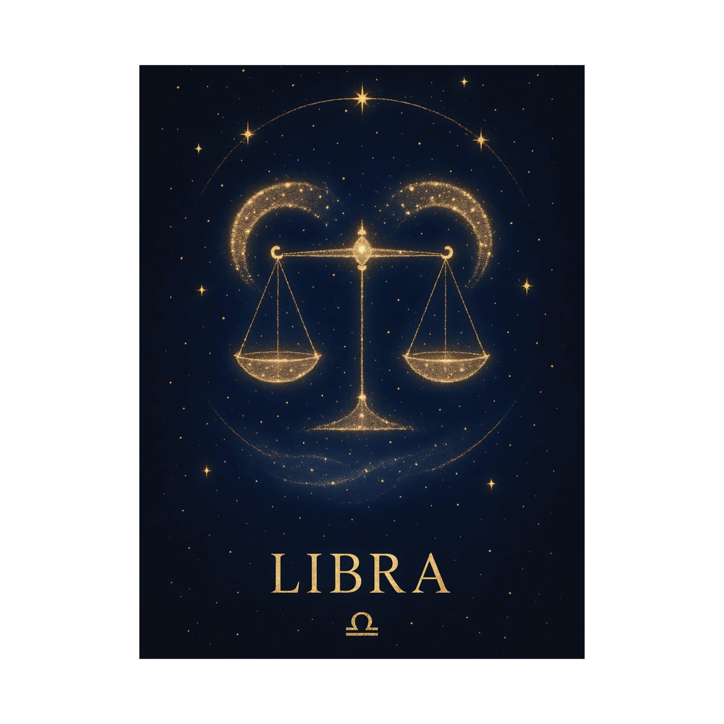 Libra Zodiac Constellation Matte Poster – Golden Scales Astrology Wall Art Print (Multiple Sizes)