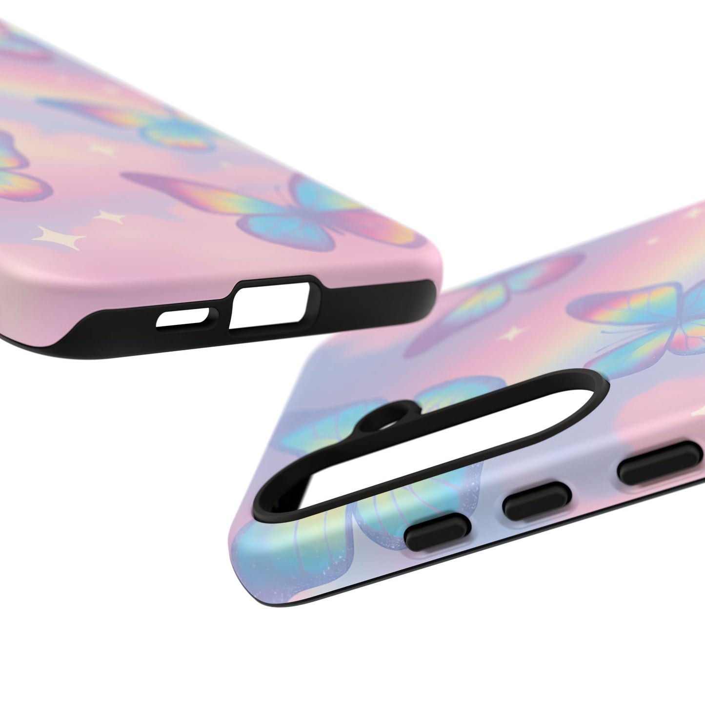 Rainbow Pastel Butterfly Phone Case – Dreamy Clouds & Iridescent Glow