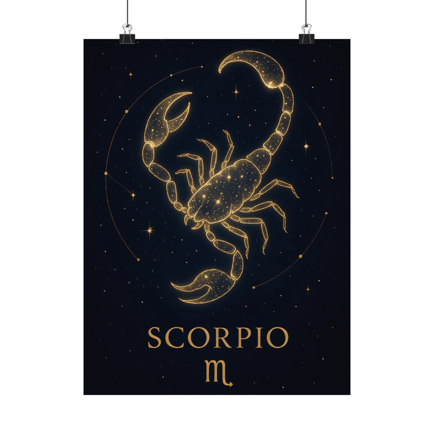 Scorpio Zodiac Constellation Matte Poster – Golden Scorpion Astrology Wall Art Print (Multiple Sizes)