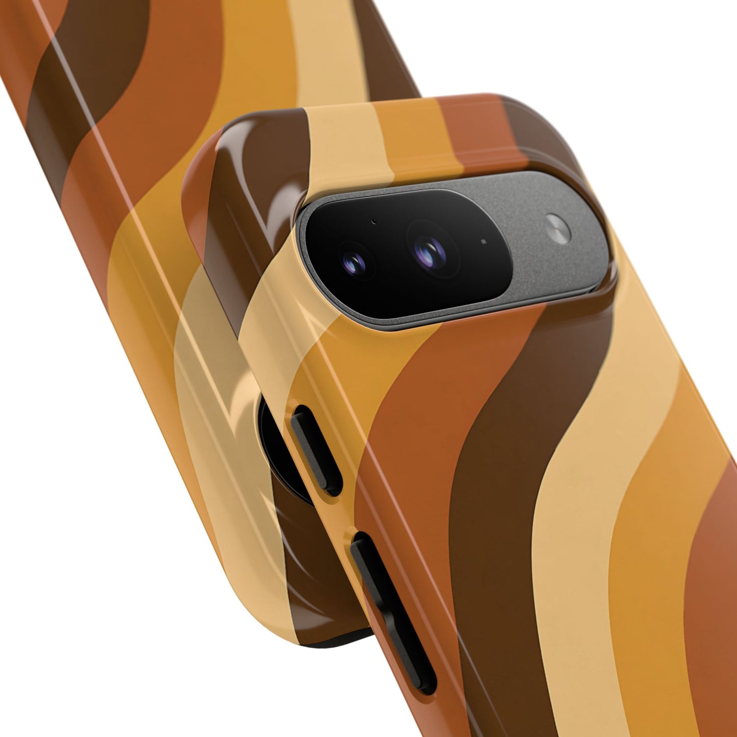 Retro Wave Stripes iPhone Case – 70s-Inspired Earth Tone Swirl Design