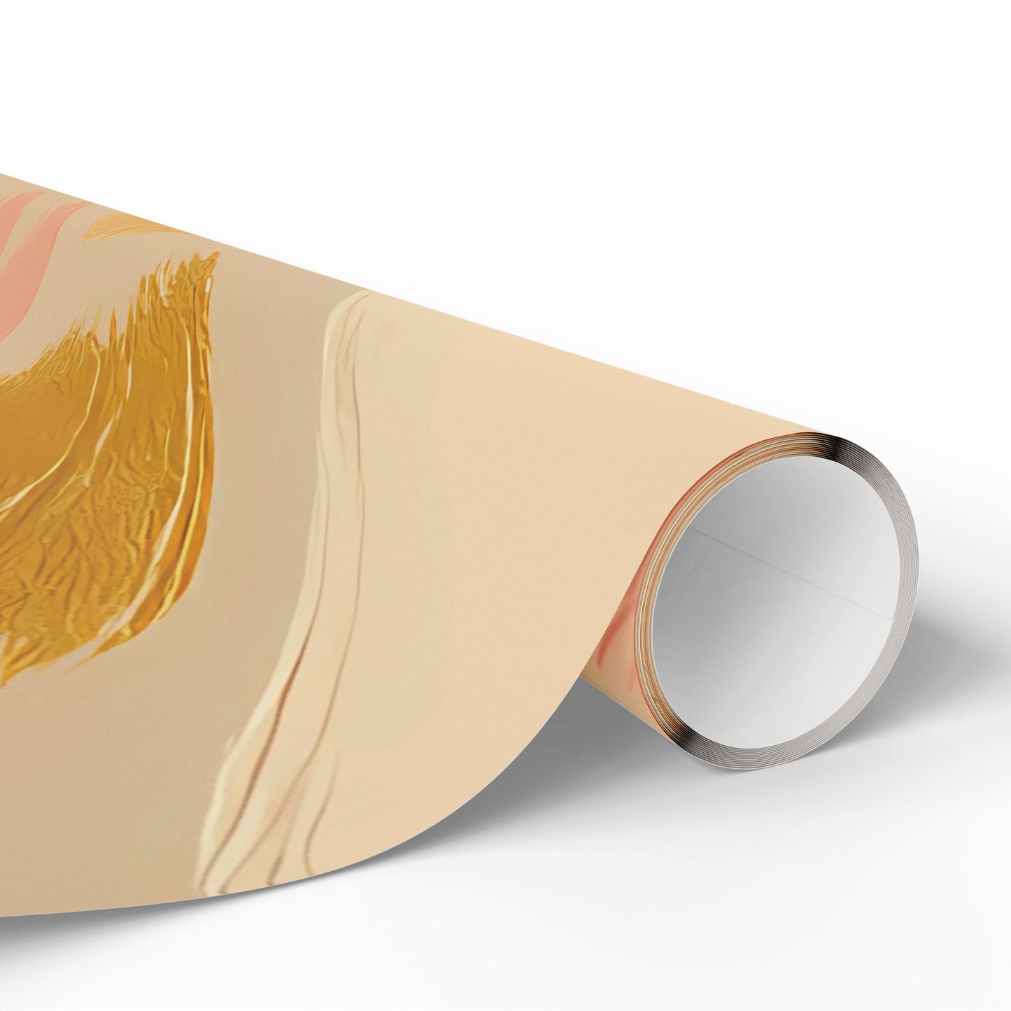 Golden Blush Brushstroke Wrapping Paper – Luxurious Abstract Gift Wrap