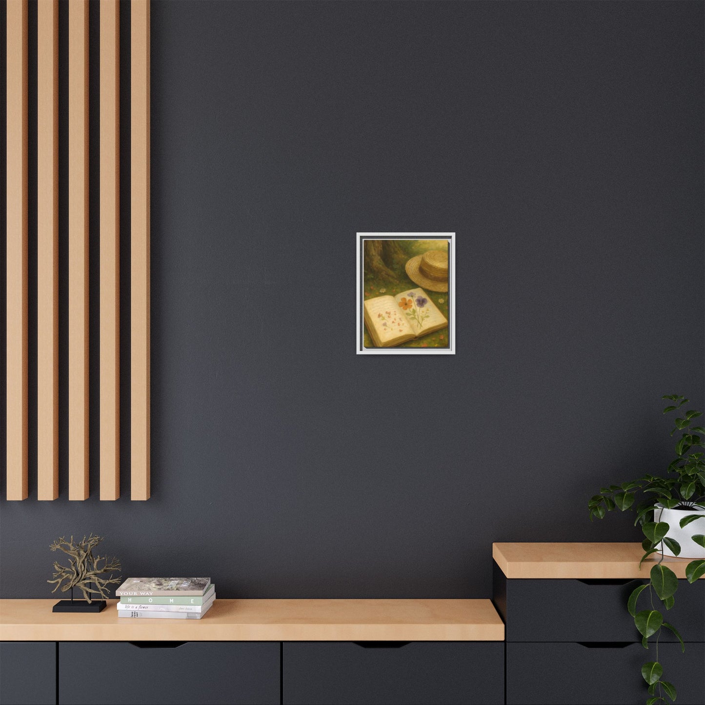 Pressed Flowers in the Shade – Framed Matte Canvas Nature Scene