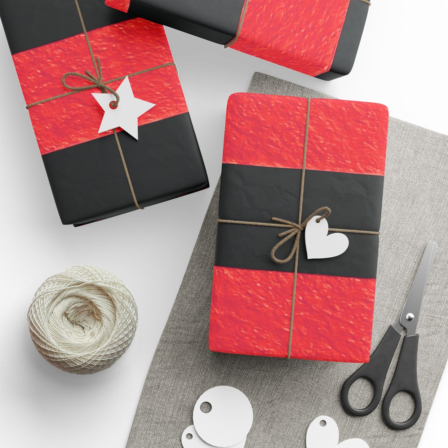 Black and Red Striped Luxury Wrapping Paper – Glossy or Matte Finish, Durable 90gsm