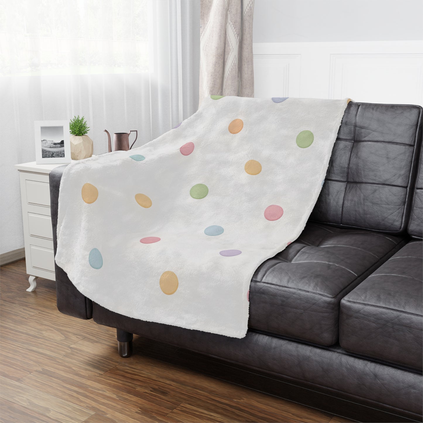 Pastel Polka Dot Minky Blanket — Soft Plush Baby Throw