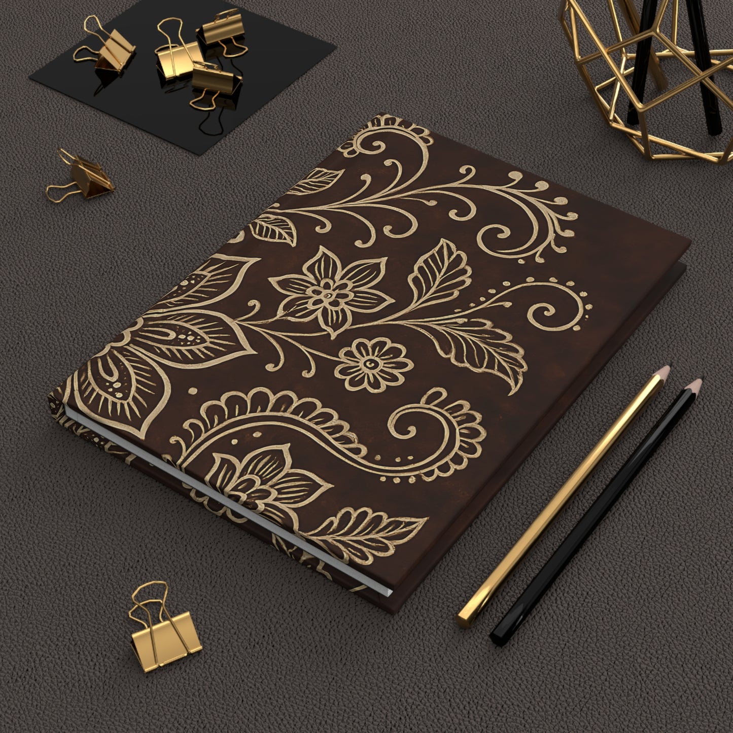 Boho Floral Vine Hardcover Journal – Matte Finish Writing Notebook with 150 Lined Pages