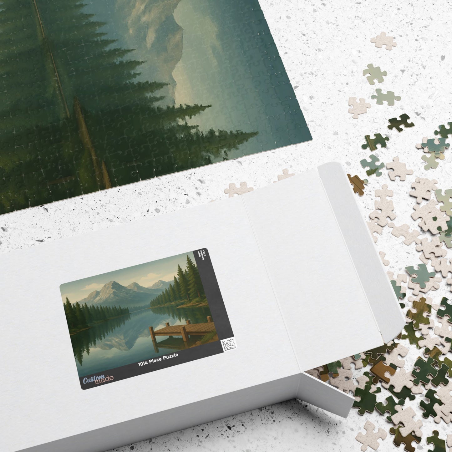 Mountain Lake Reflection Jigsaw Puzzle – Scenic Nature Dock View