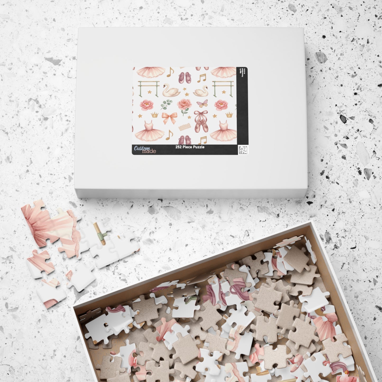 Ballet Dreams Jigsaw Puzzle — Pink Tutus, Ballet Shoes & Swan Pattern (110–1014 pcs)