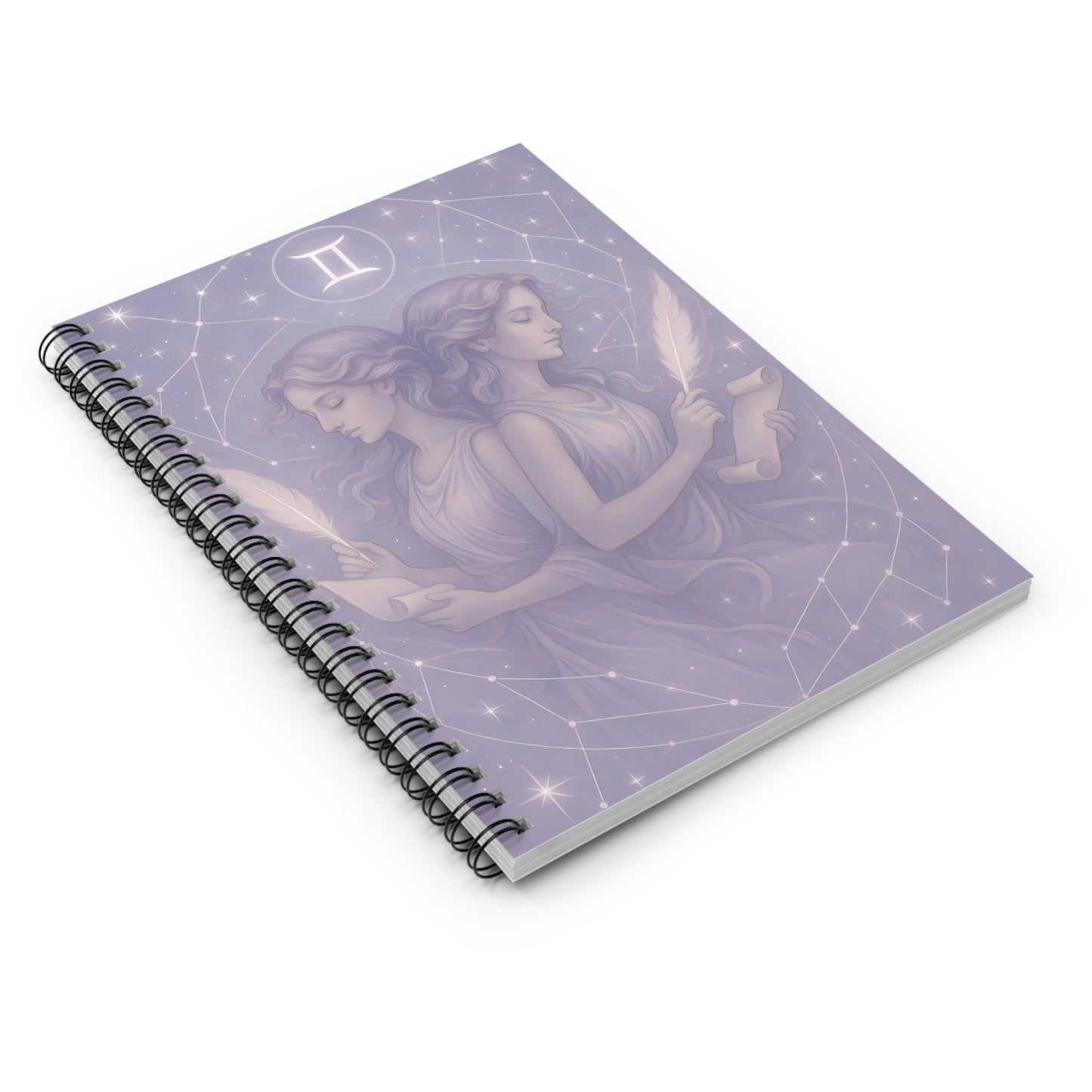 Gemini Zodiac Galaxy Spiral Notebook – Celestial Twins Astrology Journal (6" x 8", 118 Pages)