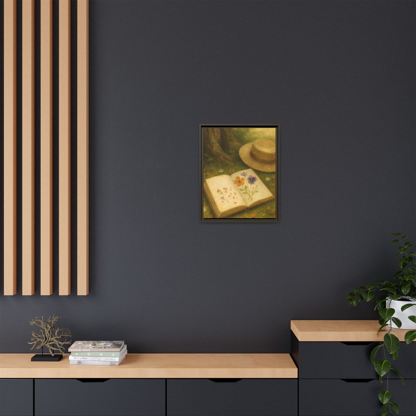 Pressed Flowers in the Shade – Framed Matte Canvas Nature Scene