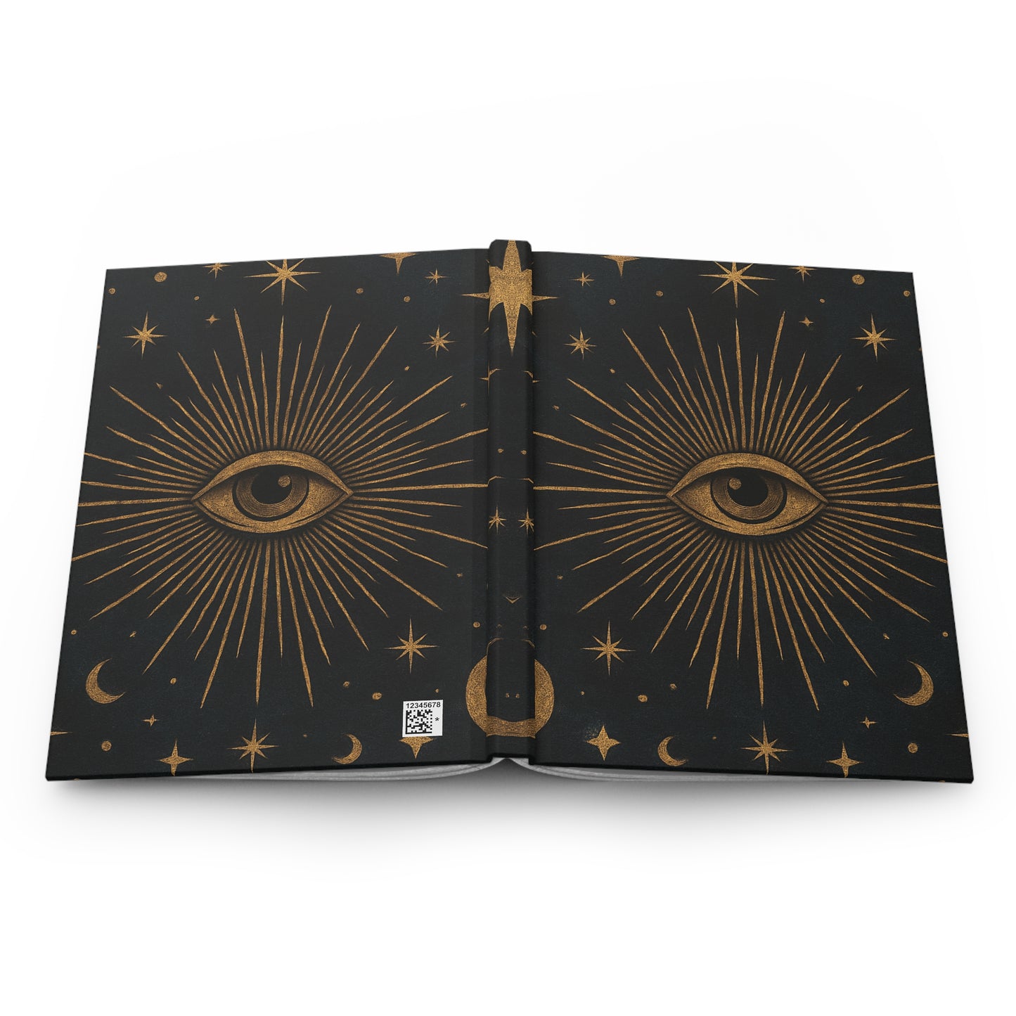 Mystic Eye & Stars Matte Hardcover Journal – Celestial Gold on Black