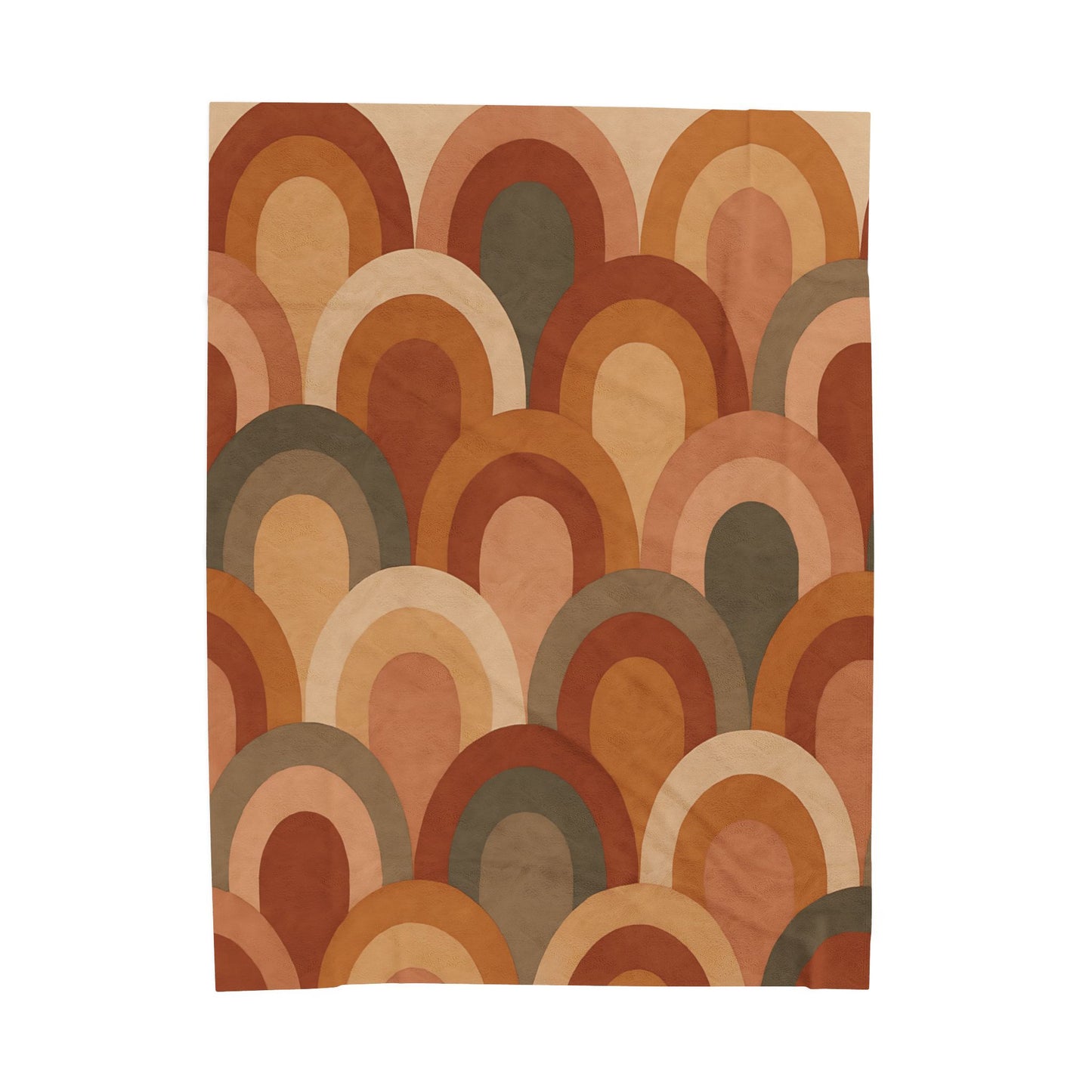 Retro Earth-Tone Rainbow Arch Velveteen Plush Blanket