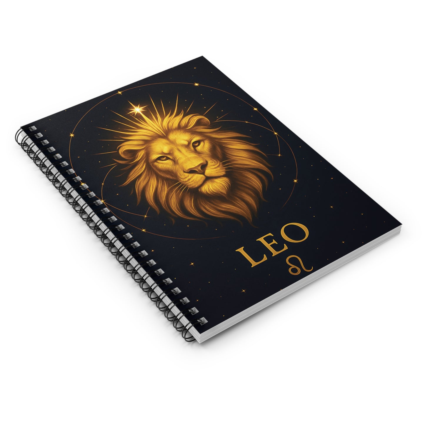 Leo Zodiac Galaxy Spiral Notebook – Celestial Lion Astrology Journal (6" x 8", 118 Pages)