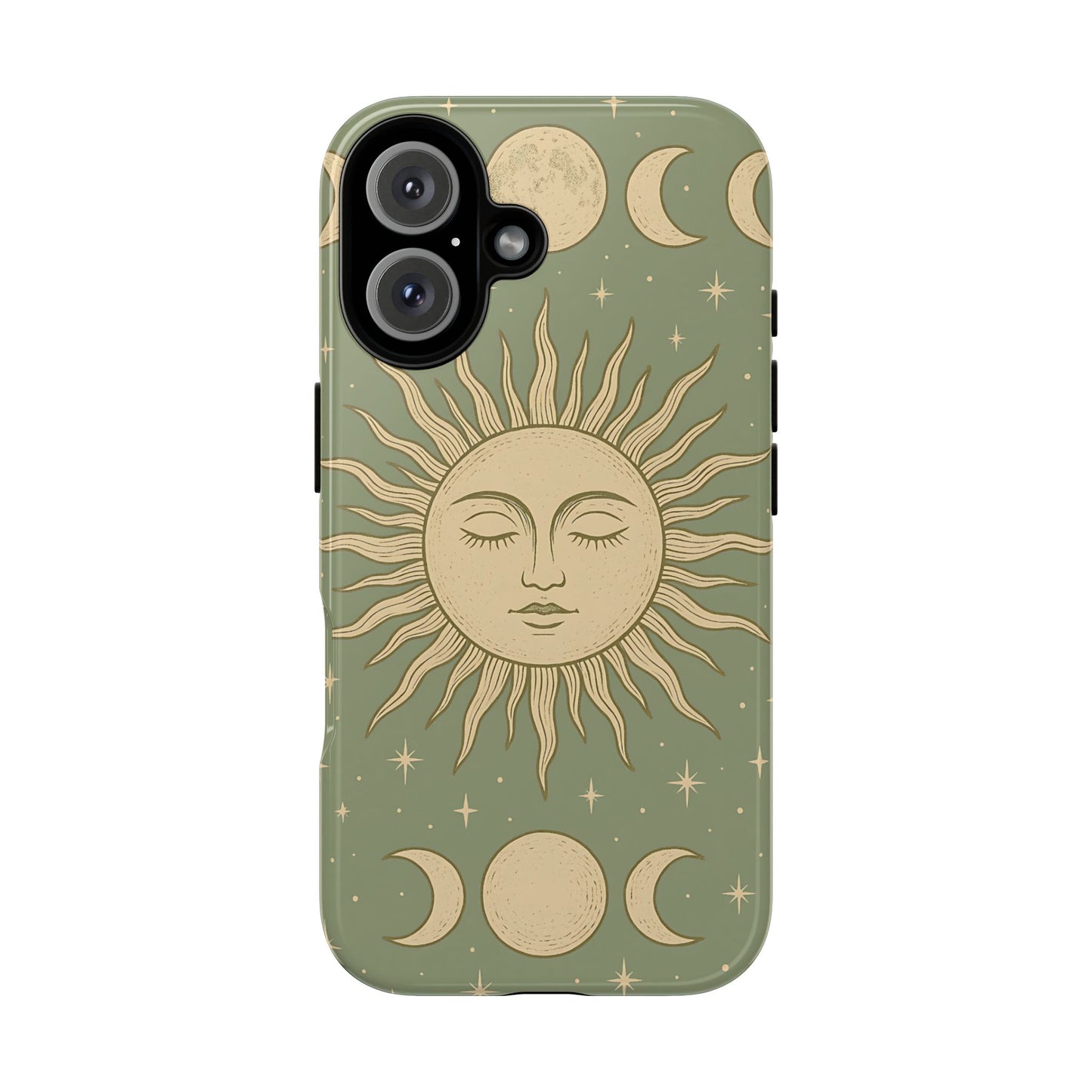 Boho Sun and Moon Phone Case – Protective Aesthetic Case with Wireless Charging Compatibility