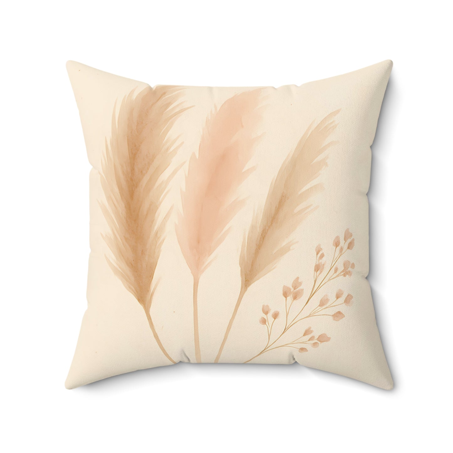 Neutral Pampas Grass Throw Pillow - Minimalist Boho Decorative Cushion with Double-Sided Print