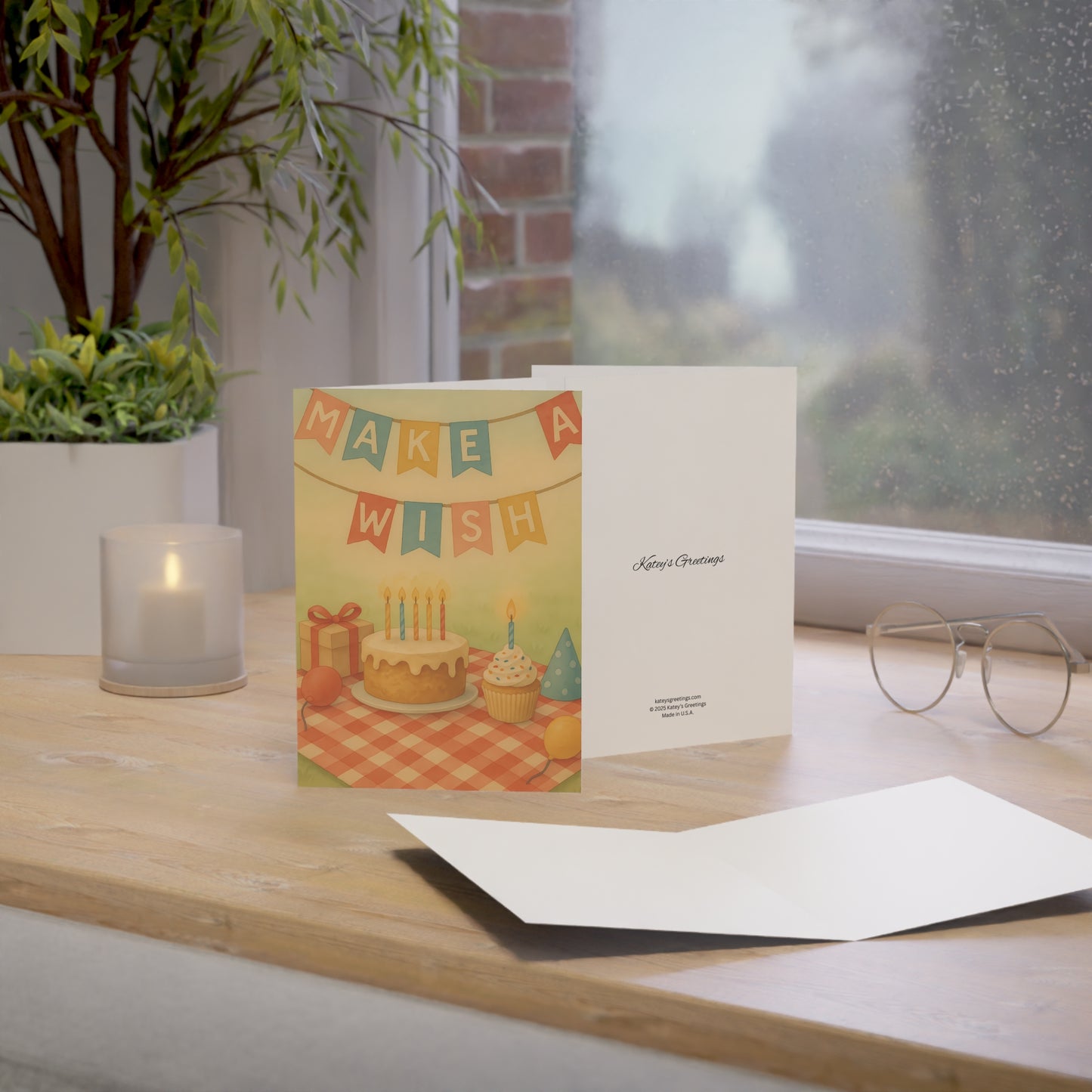 Make a Wish Birthday Greeting Card – Premium 270gsm Paper, Includes Envelope