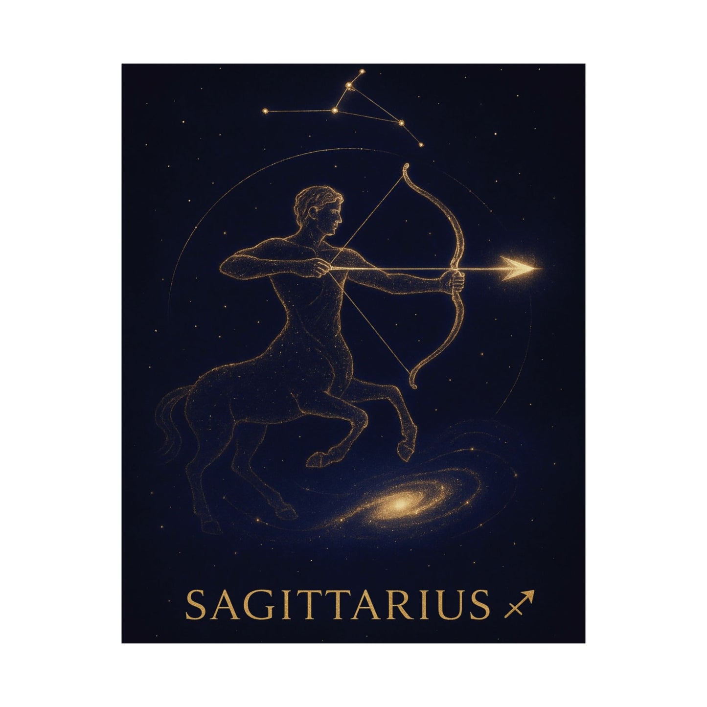 Sagittarius Zodiac Constellation Matte Poster – Golden Archer Astrology Wall Art Print (Multiple Sizes)