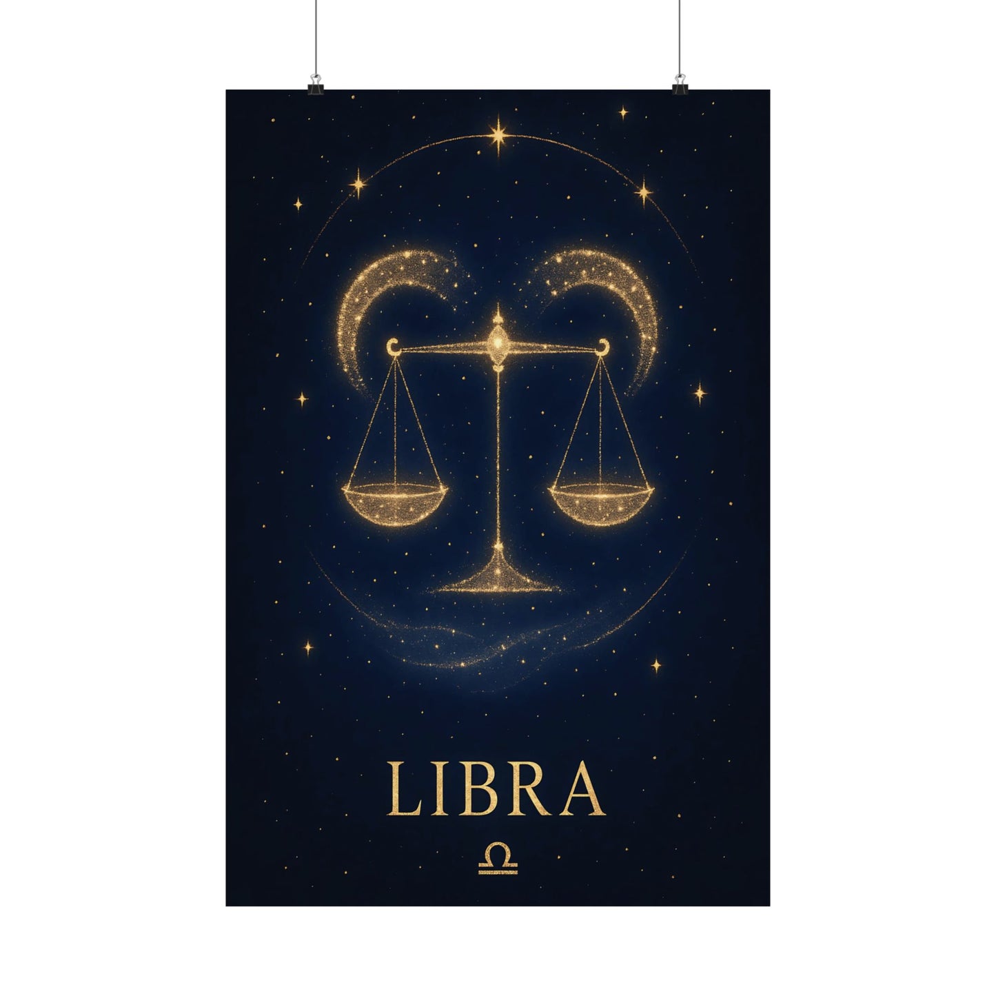 Libra Zodiac Constellation Matte Poster – Golden Scales Astrology Wall Art Print (Multiple Sizes)