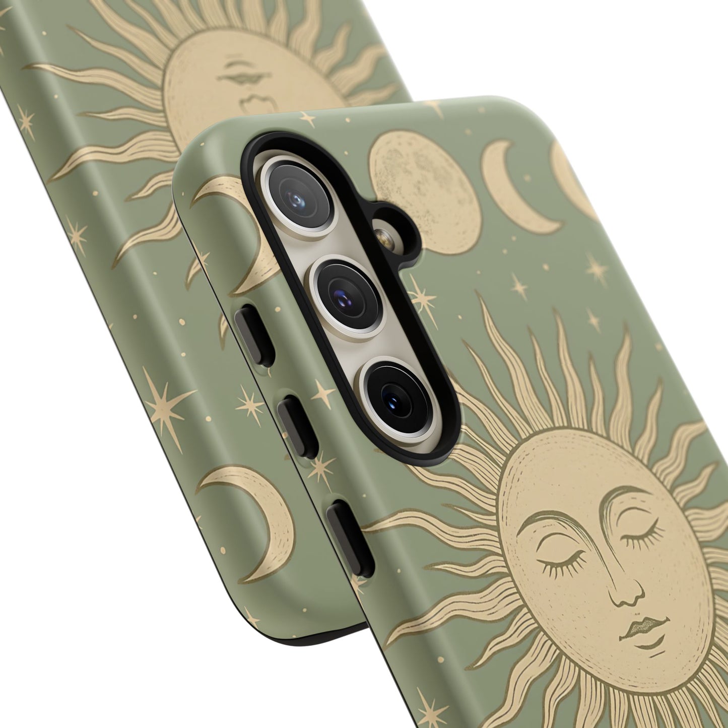 Boho Sun and Moon Phone Case – Protective Aesthetic Case with Wireless Charging Compatibility