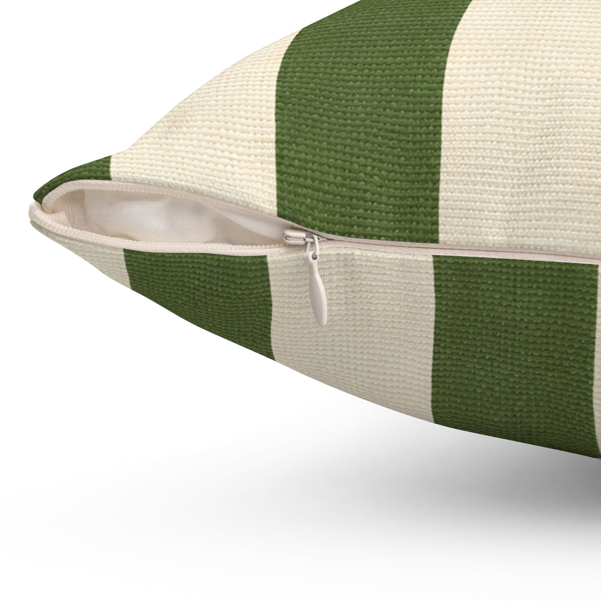 Green and Cream Striped Square Pillow