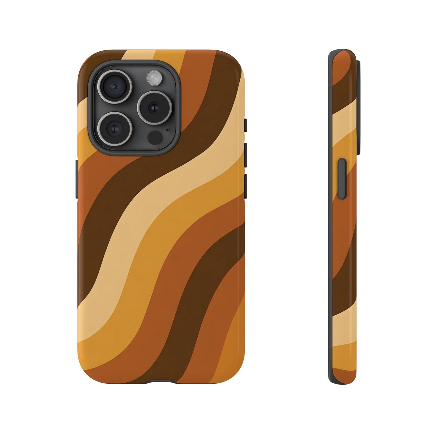 Retro Wave Stripes iPhone Case – 70s-Inspired Earth Tone Swirl Design