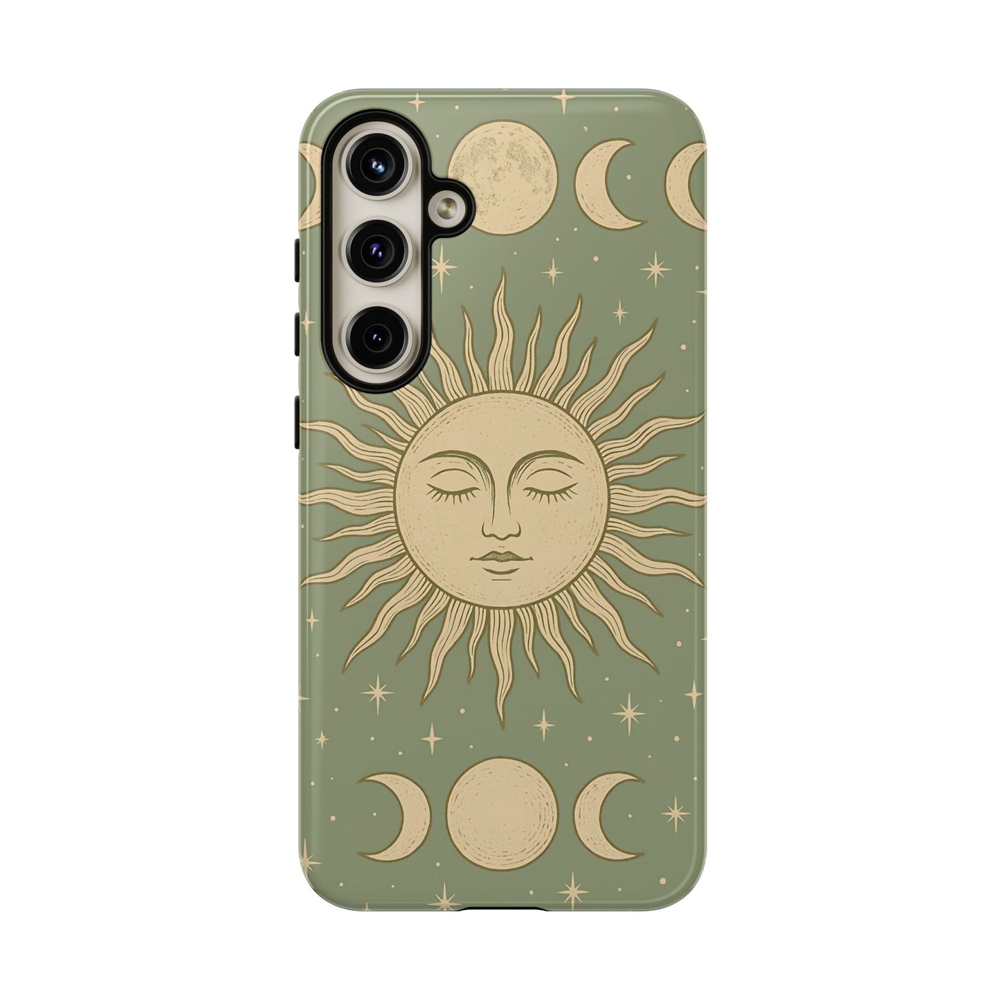 Boho Sun and Moon Phone Case – Protective Aesthetic Case with Wireless Charging Compatibility