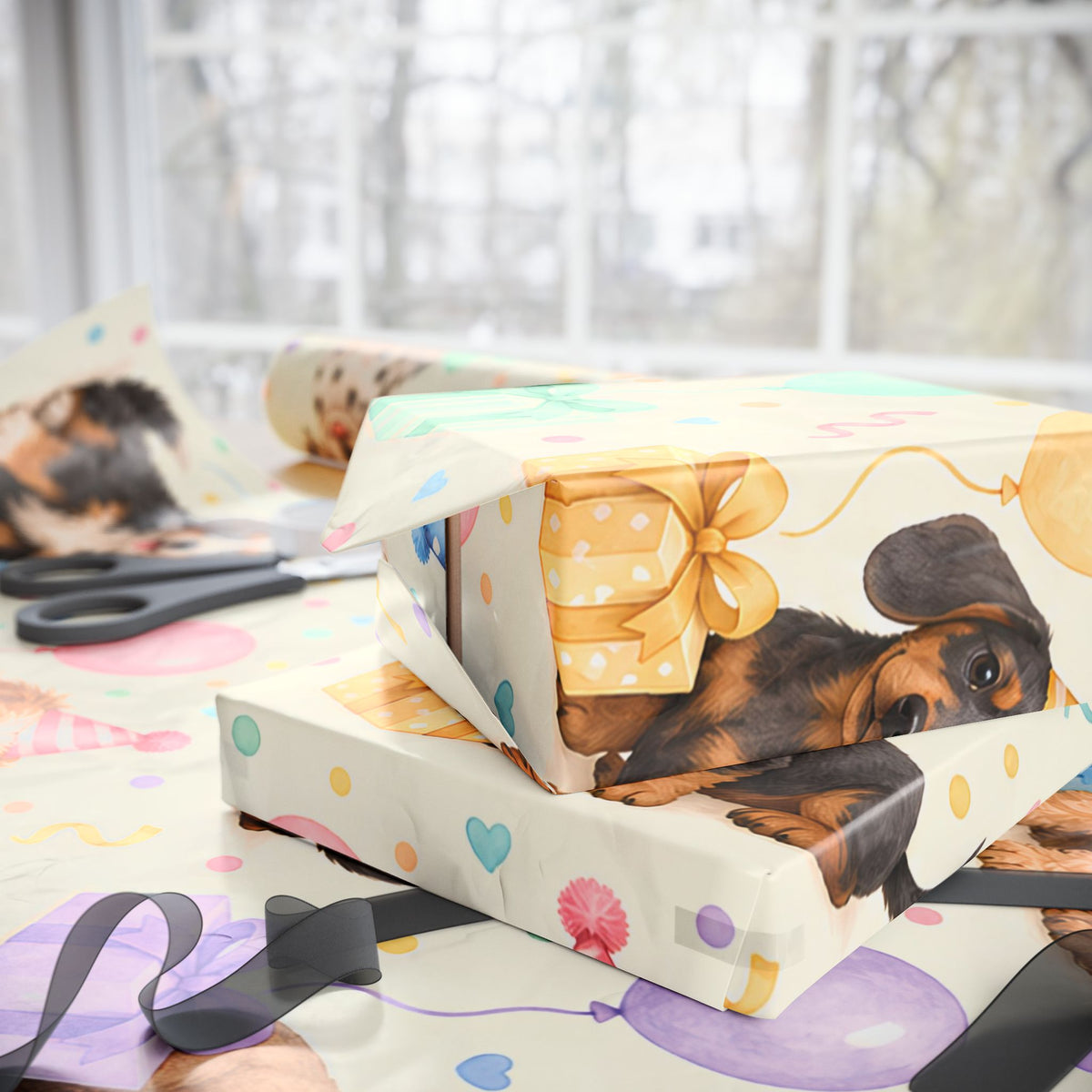 Dog Birthday Wrapping Paper — Cute Puppy Party Gift Wrap
