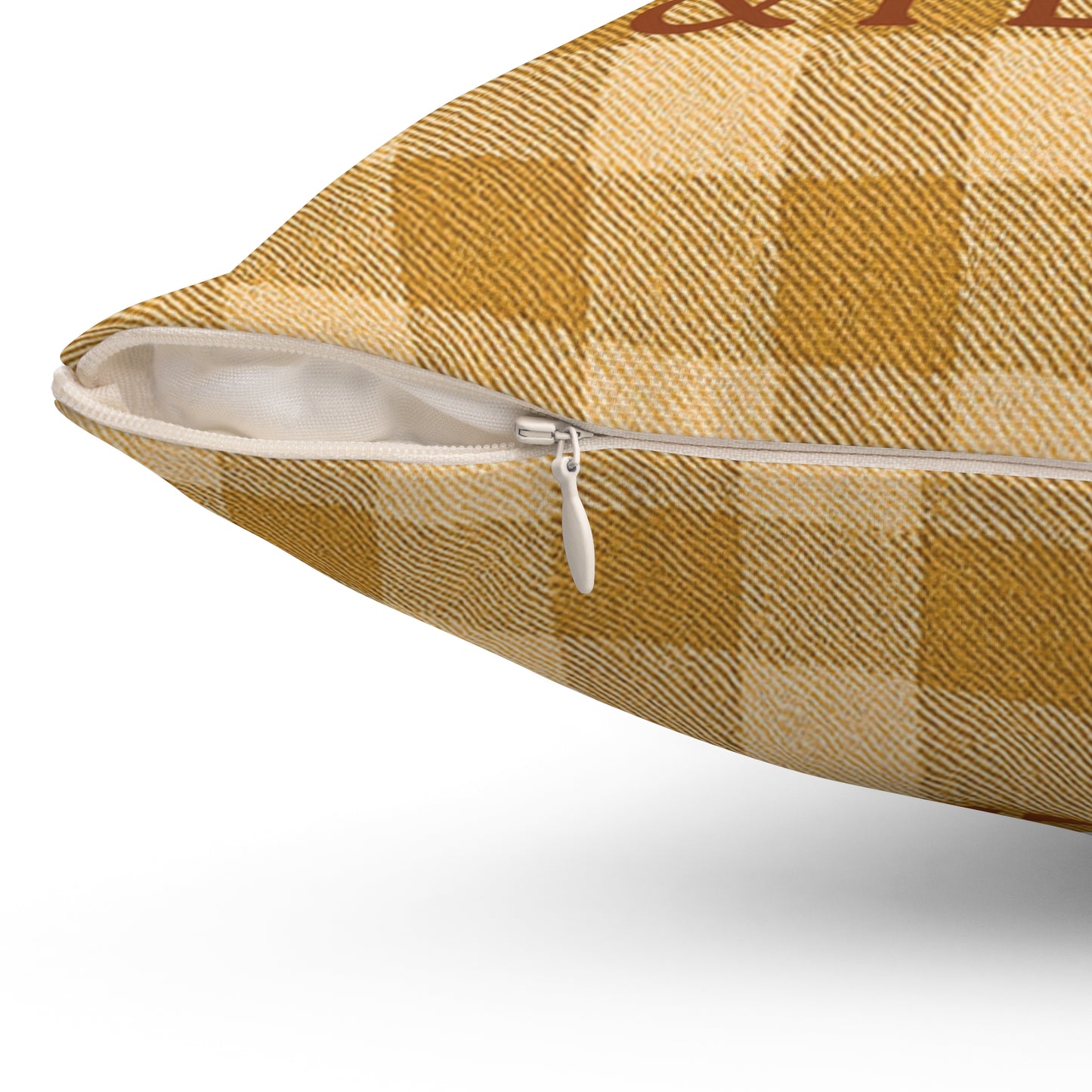 Positivity, Pumpkins & Peace Fall Throw Pillow – Cozy Autumn Plaid Cushion with Pumpkins