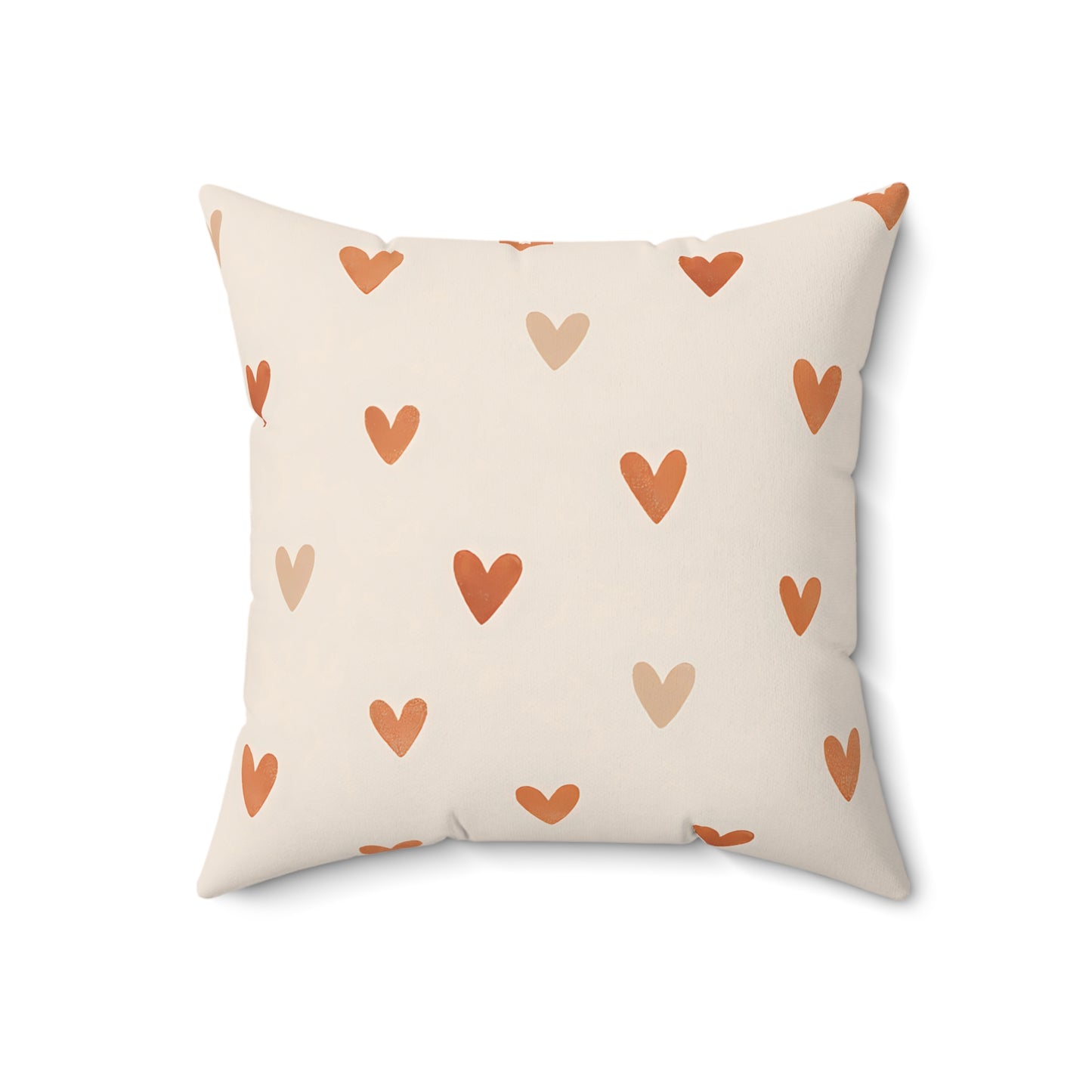 Terracotta Heart Print Throw Pillow – Minimalist Boho Cushion with Double-Sided Design, Multiple Sizes