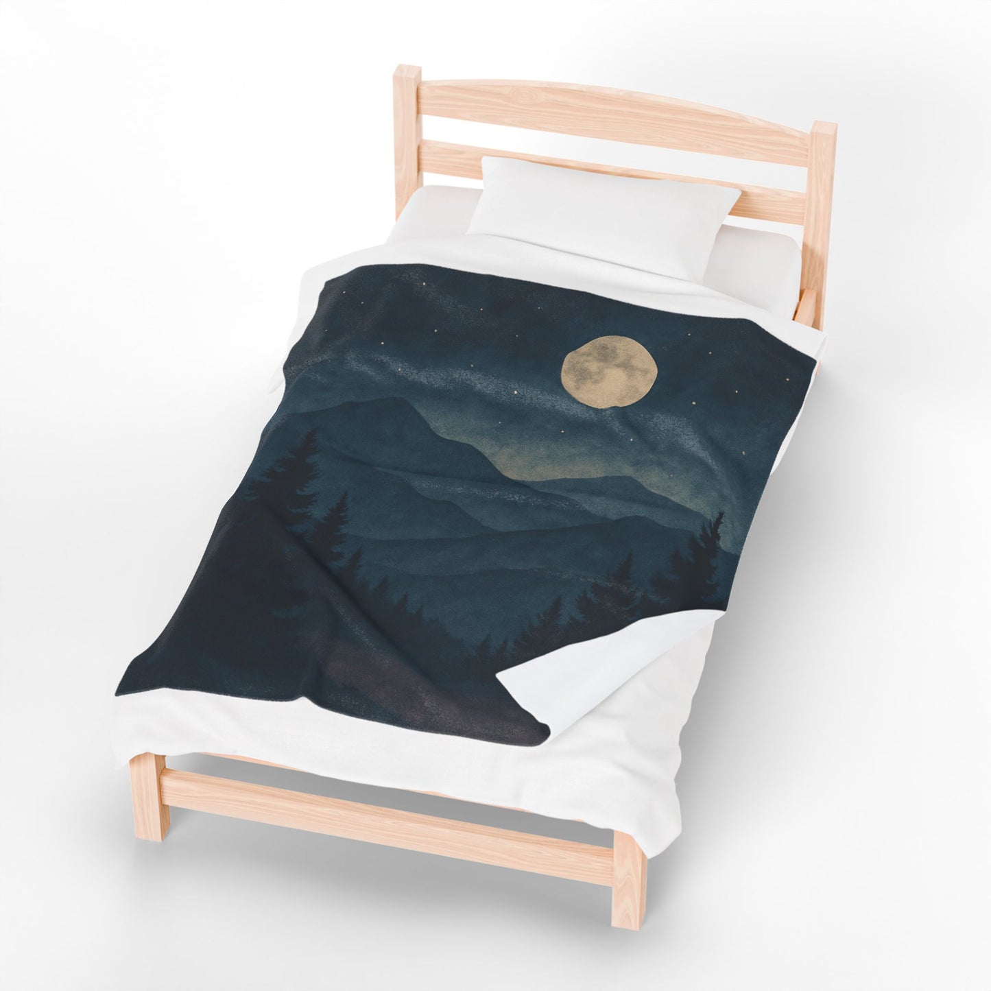 Moonlit Mountain Forest Velveteen Plush Blanket