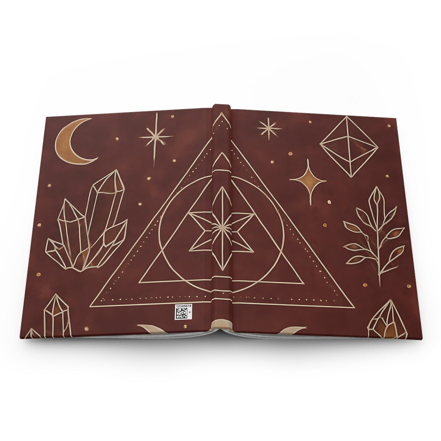 Boho Geometric Crystal Hardcover Journal – Burgundy Mystic Writing Notebook
