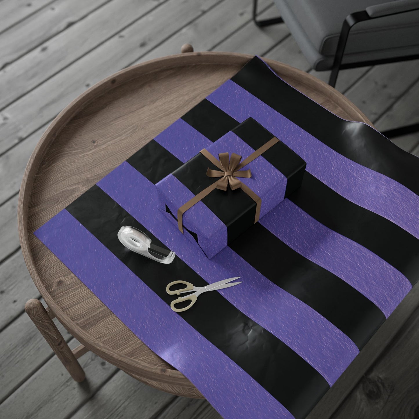 Black and Purple Striped Luxury Wrapping Paper – Glossy or Matte Finish, Durable 90gsm