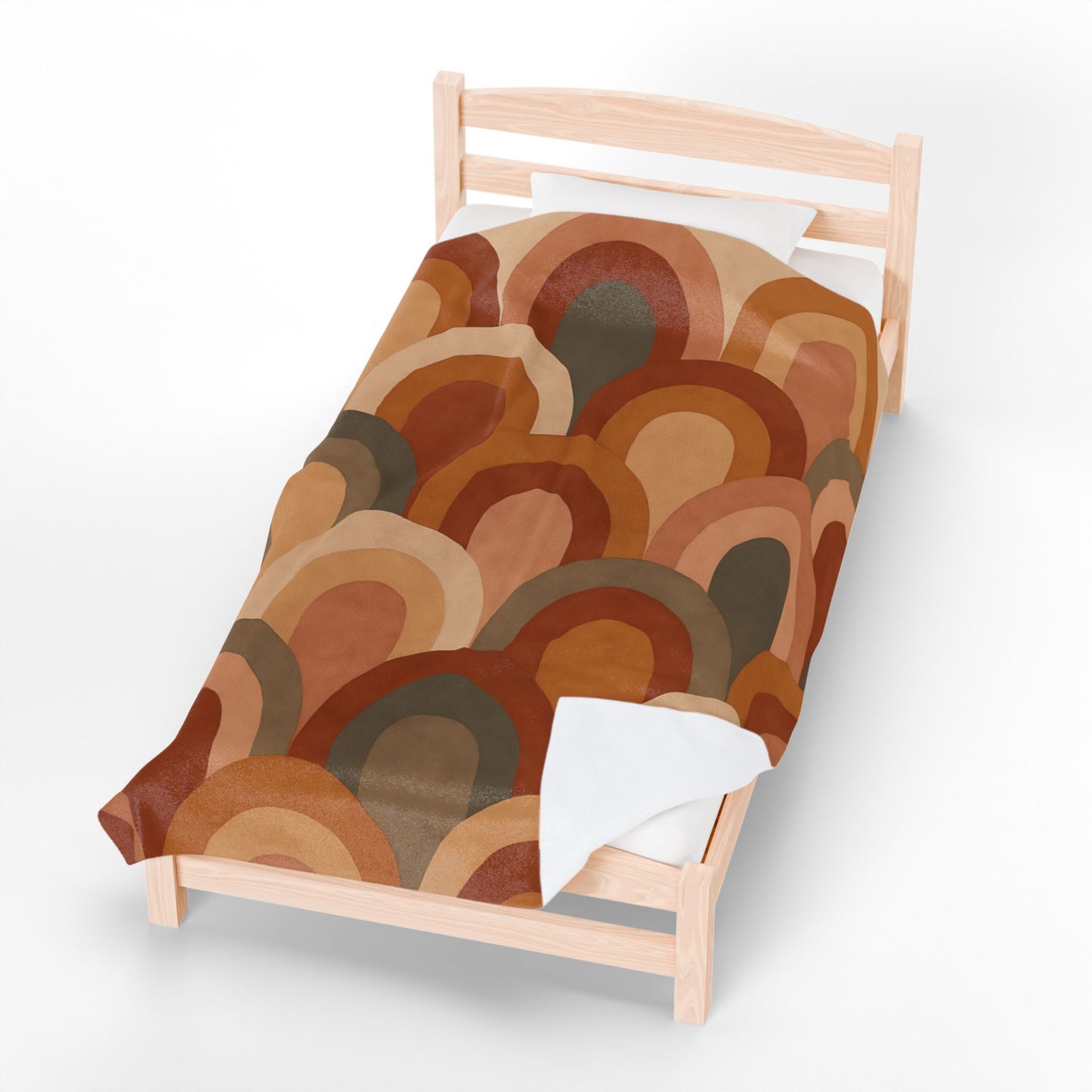 Retro Earth-Tone Rainbow Arch Velveteen Plush Blanket