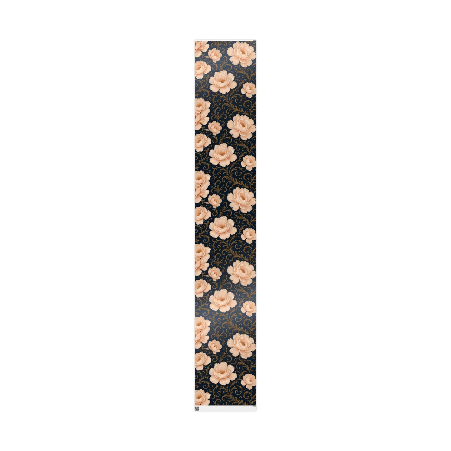 Blush Peony & Gold Scroll Wrapping Paper – Elegant Floral Gift Wrap in Glossy or Matte Finish