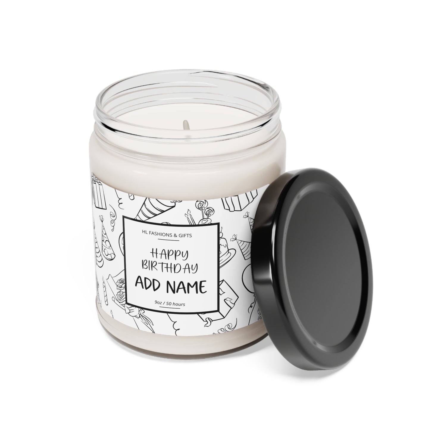 Custom Happy Birthday Soy Candle - Black Label