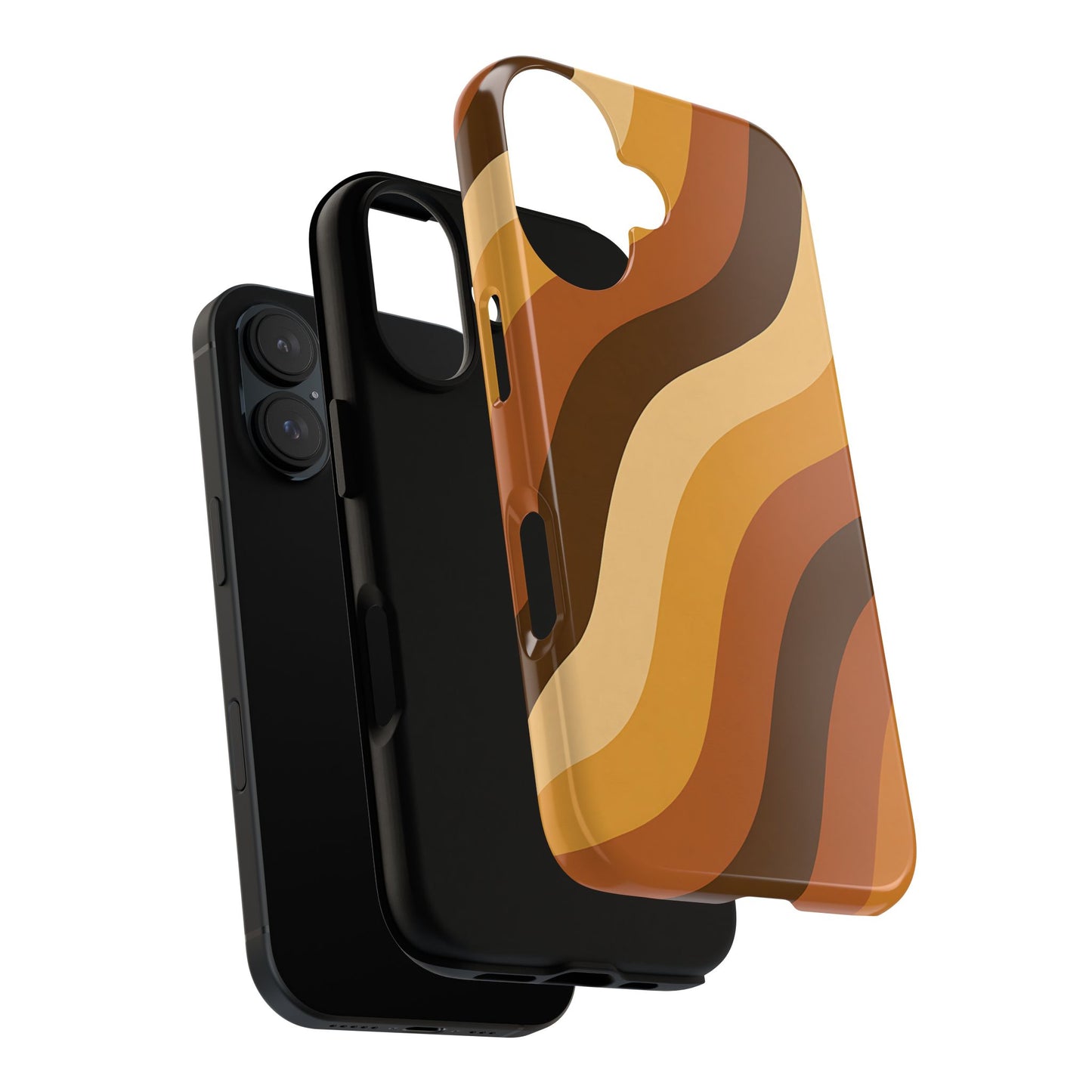 Retro Wave Stripes iPhone Case – 70s-Inspired Earth Tone Swirl Design