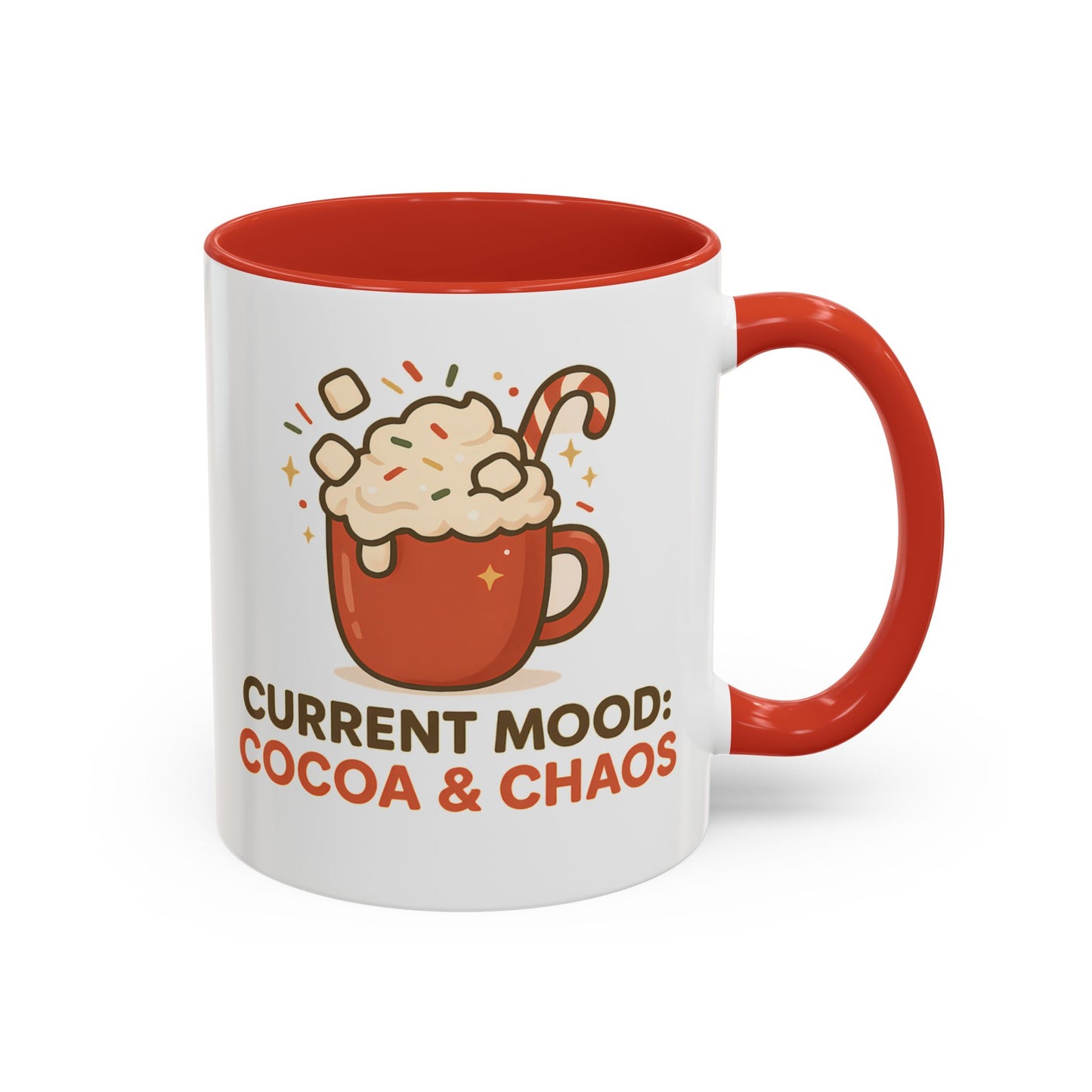 Current Mood: Cocoa & Chaos Holiday Mug – Festive Hot Cocoa Coffee Cup, 11oz & 15oz Ceramic