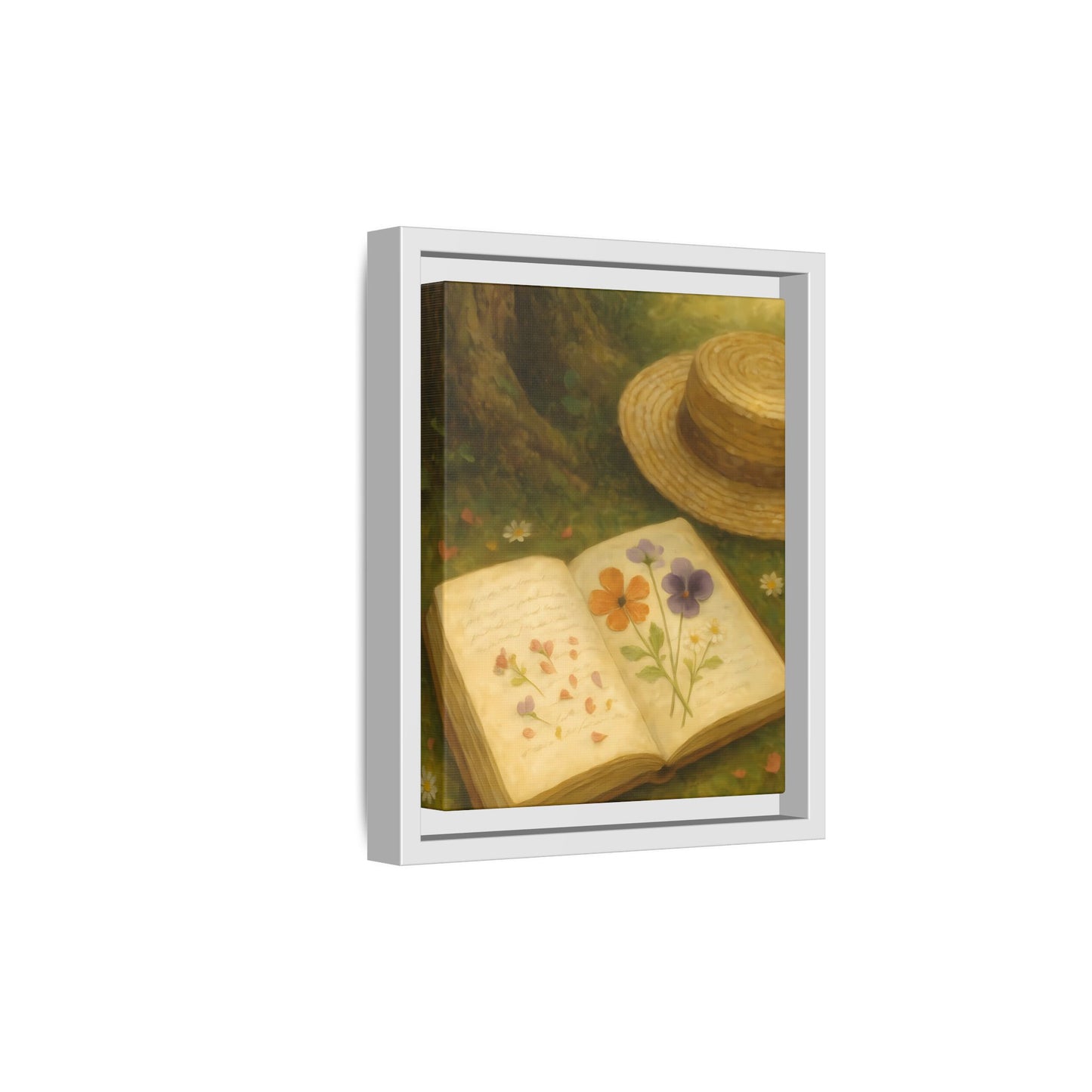 Pressed Flowers in the Shade – Framed Matte Canvas Nature Scene